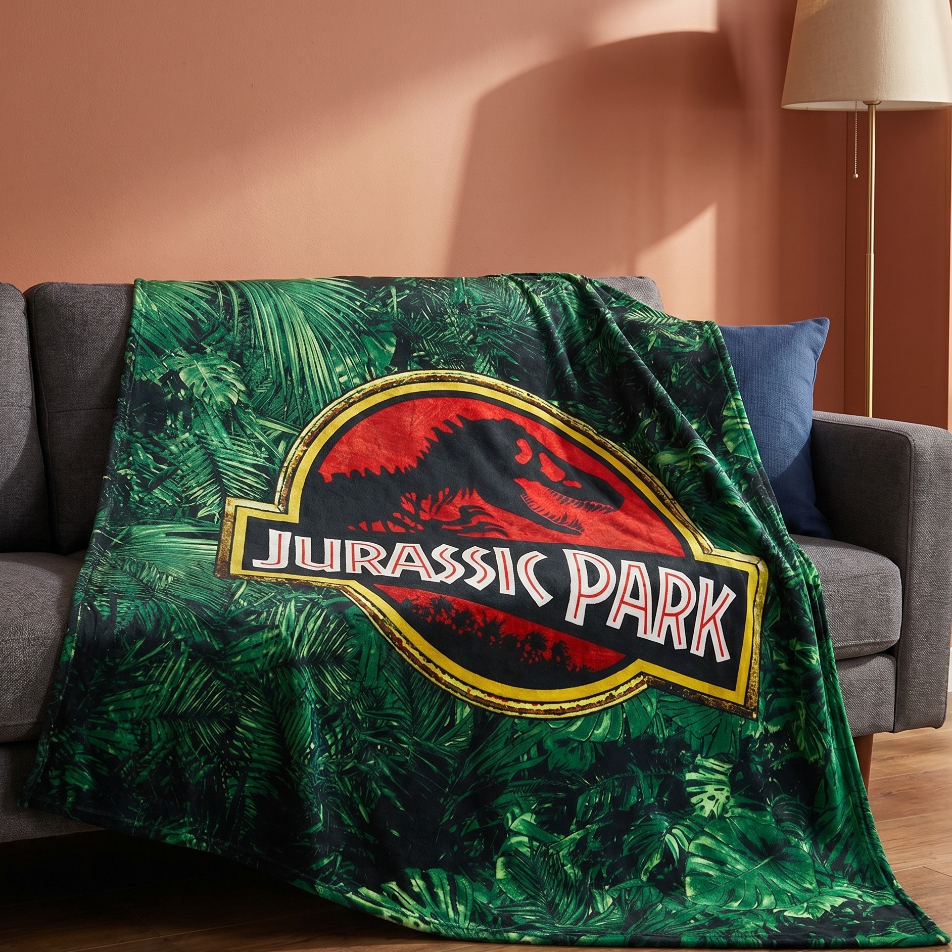 Jurassic Park - Puszysty Koc z Logo Jungle