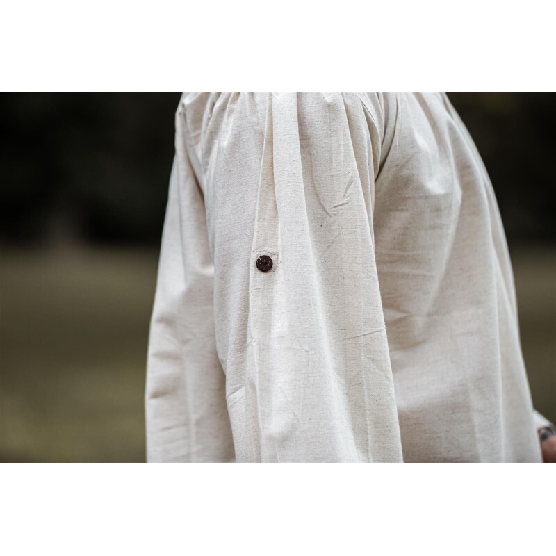Camisa medieval con cuello alto y cordones Bruno beige