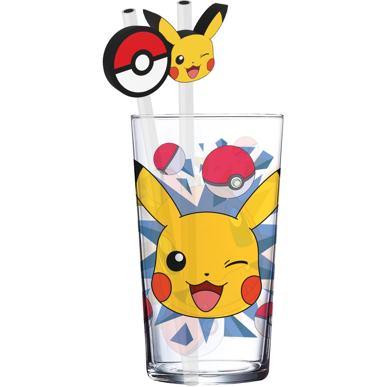 Pokémon Glass Tumbler with Straws Pikachu 485 ml
