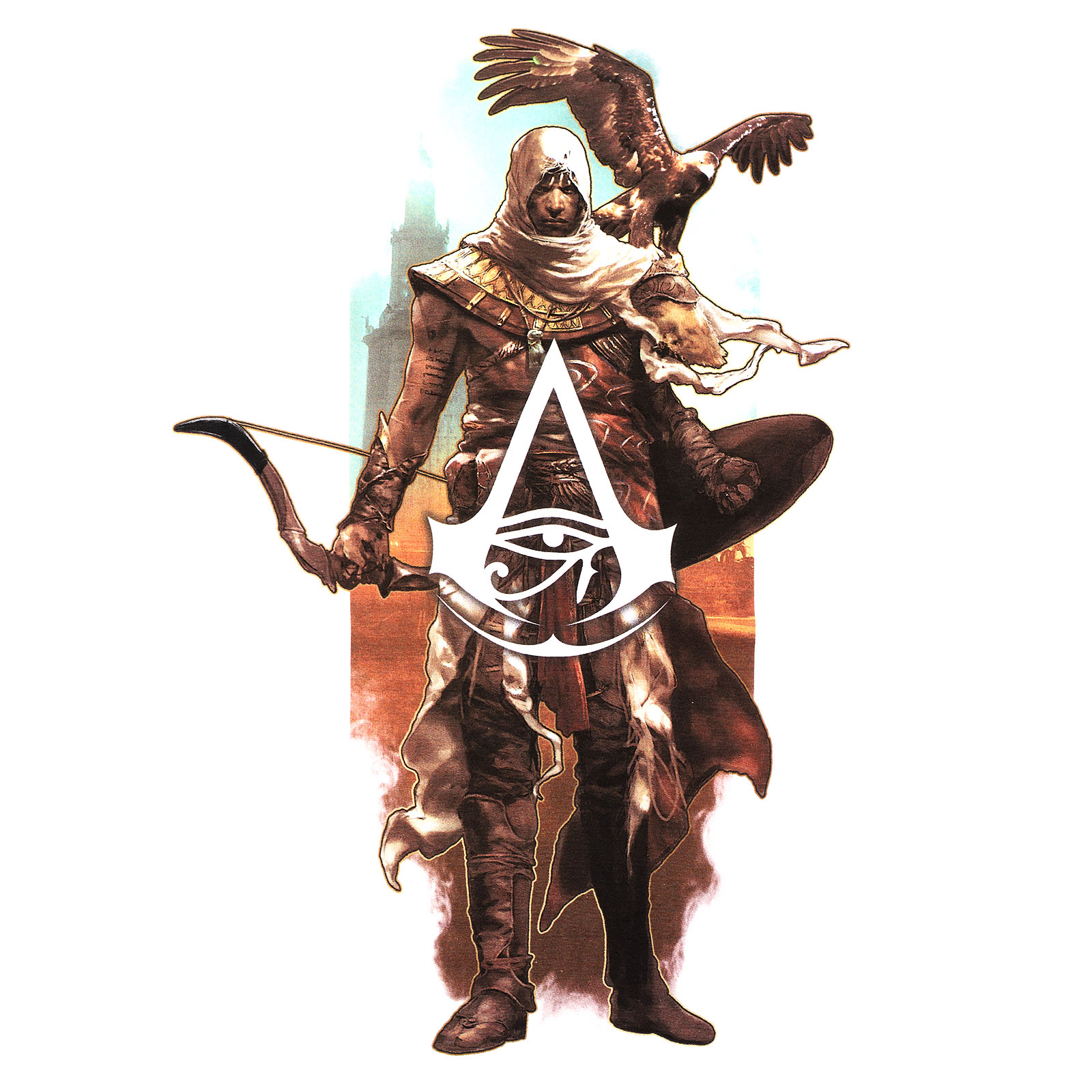 Assassins Creed - Bayek met Senu T-Shirt wit