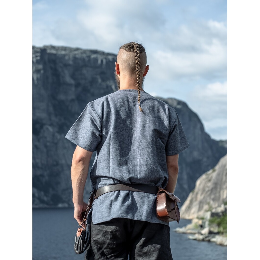 Medieval Viking Tunic Edmund Short Sleeve Blue-Grey