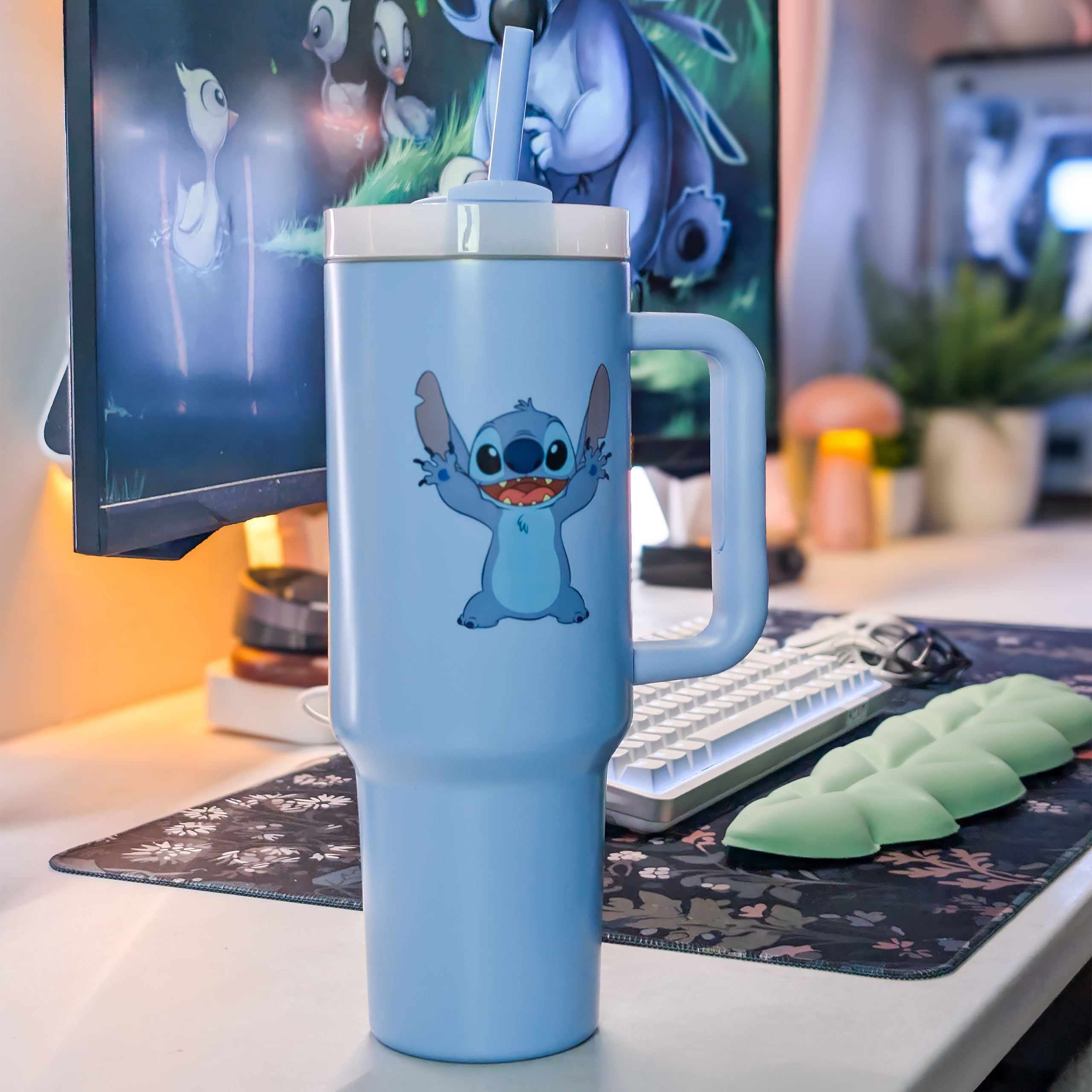 Stitch To Go Becher mit Strohhalm - Lilo & Stitch
