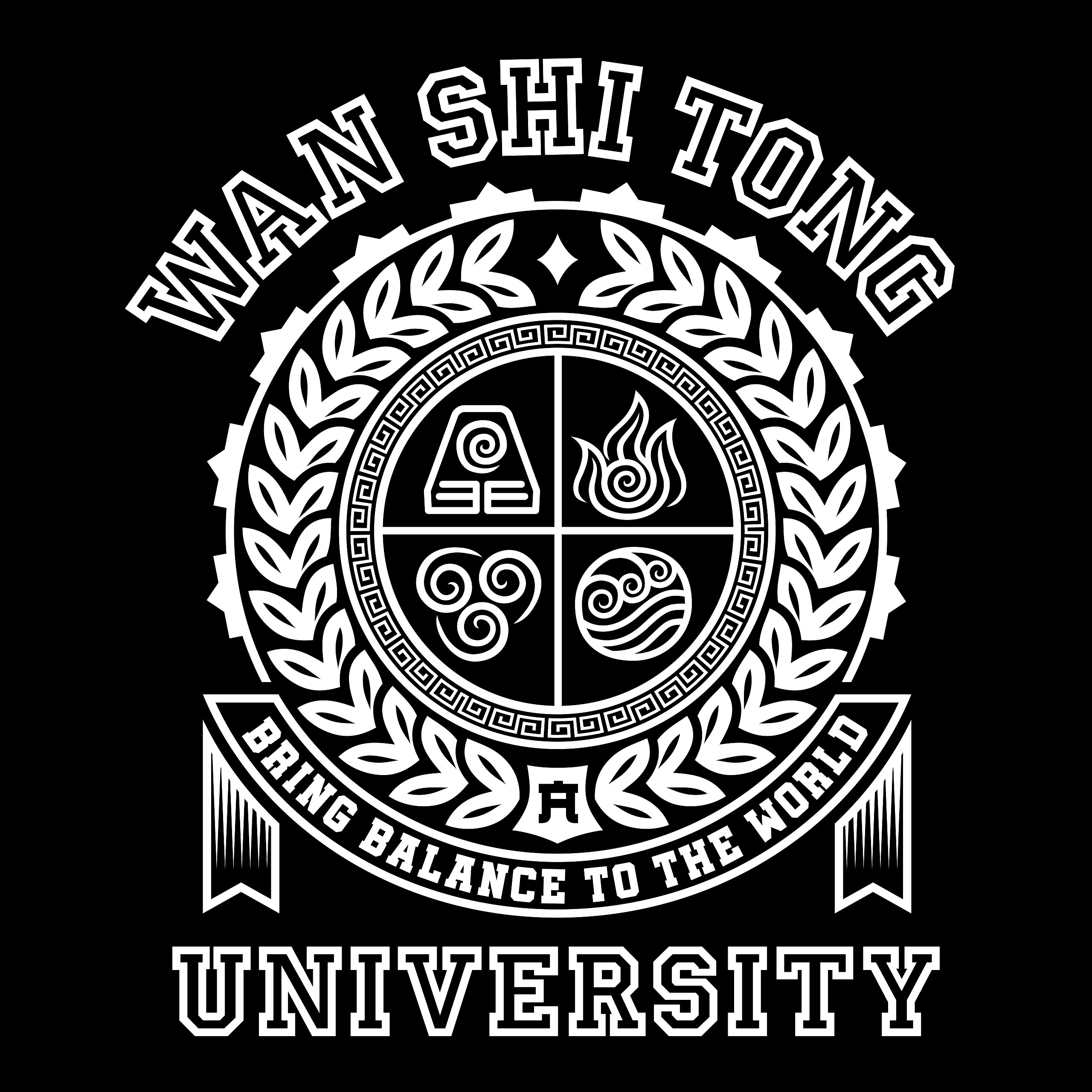 T-shirt de l'université Wan Shi Tong pour les fans d'Avatar noir