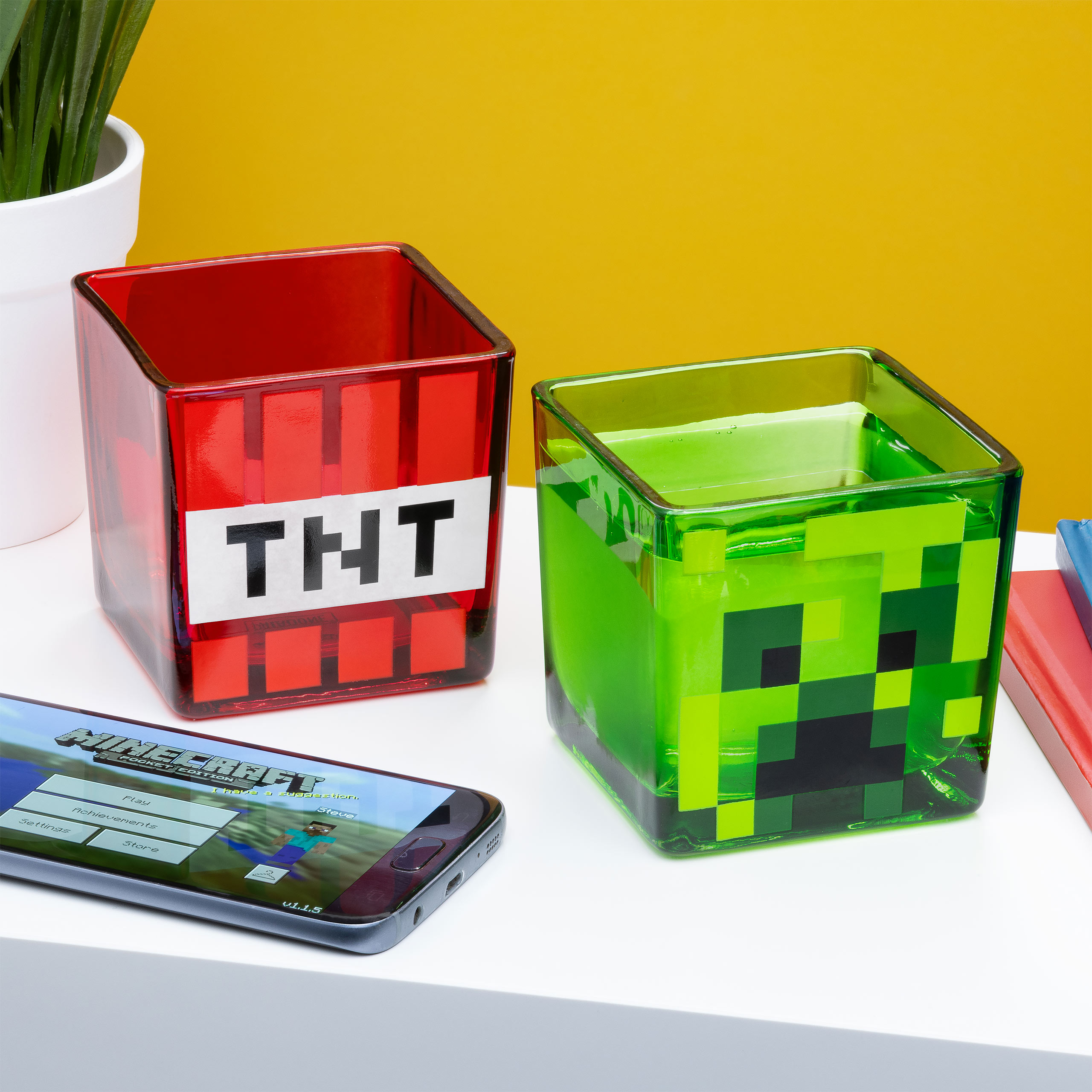 Minecraft - Creeper en TNT Glazen 2-delige Set