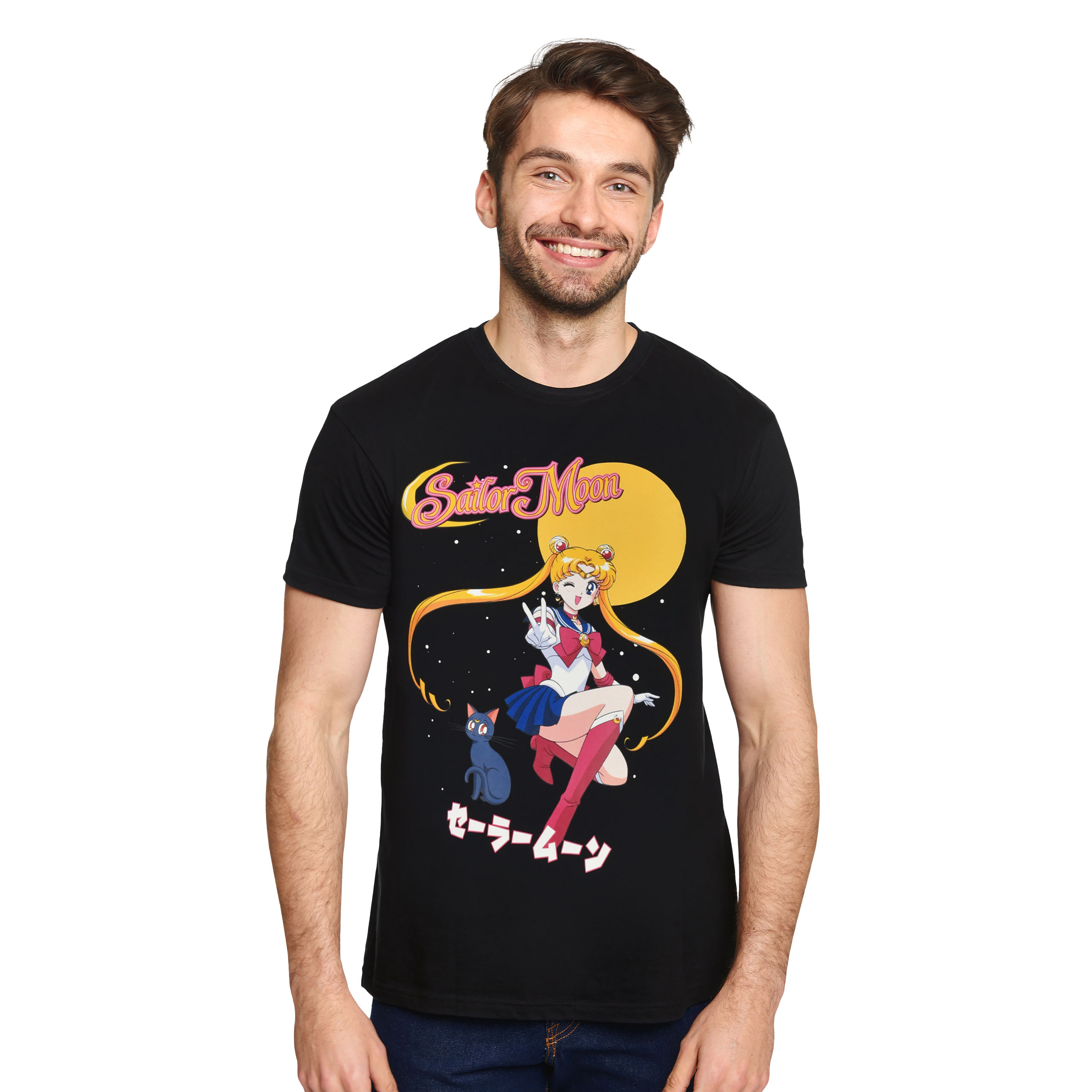 Sailor Moon mit Luna T-Shirt schwarz