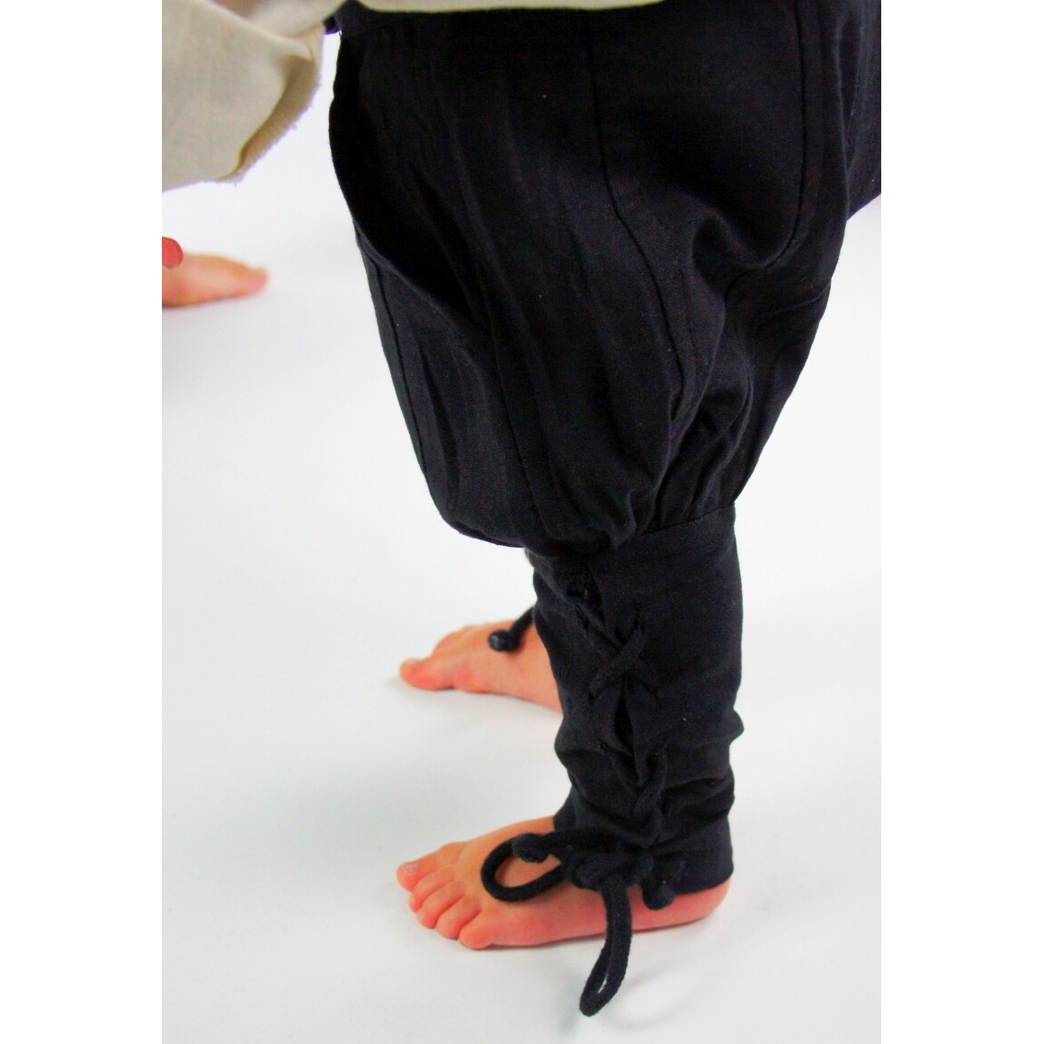Pantaloni medievali Jecklein con lacci alle gambe neri