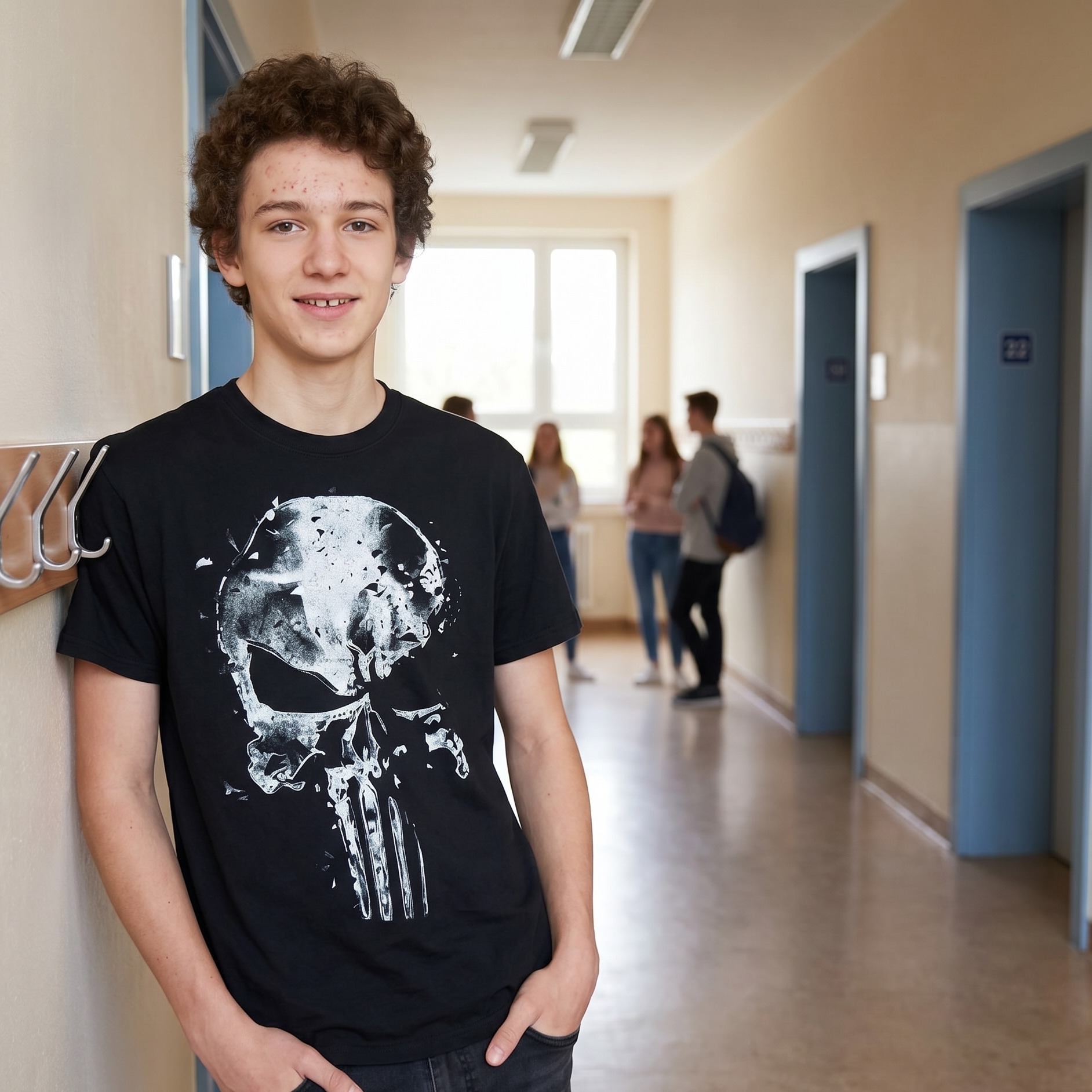 Punisher - T-shirt con teschio nero