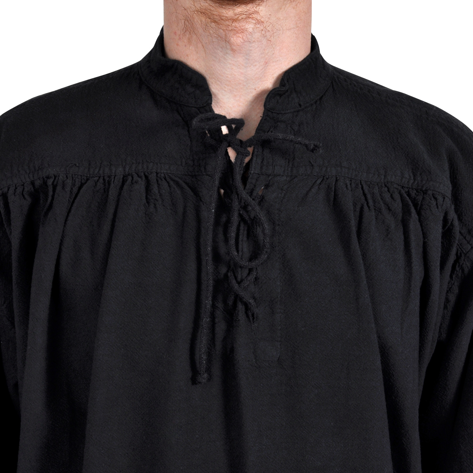 Adalbert - Mittelalter Hemd mit Frontschnürung schwarz