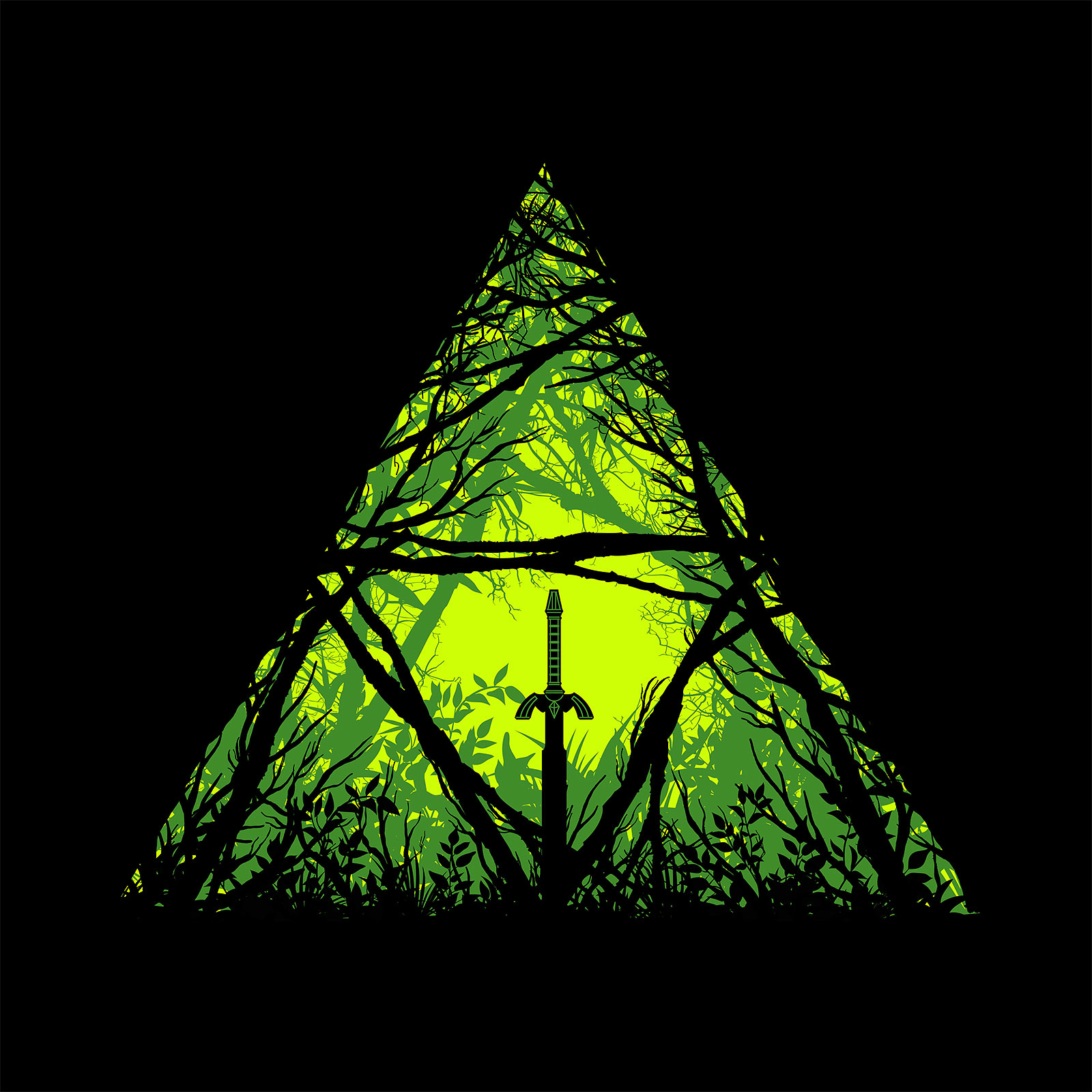 Masterschwert im Wald T-Shirt für Zelda Fans schwarz