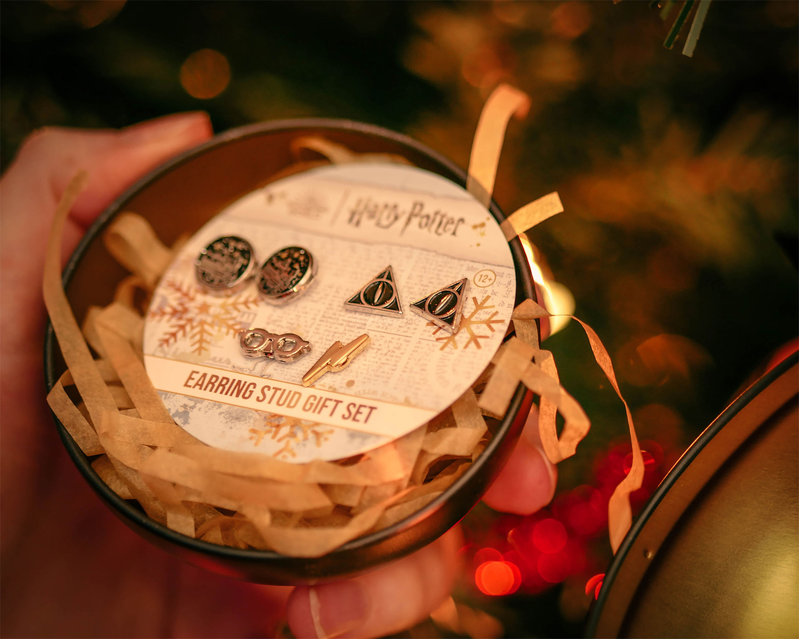 Harry Potter - Boule de Noël Poudlard avec ensemble de boucles d'oreilles