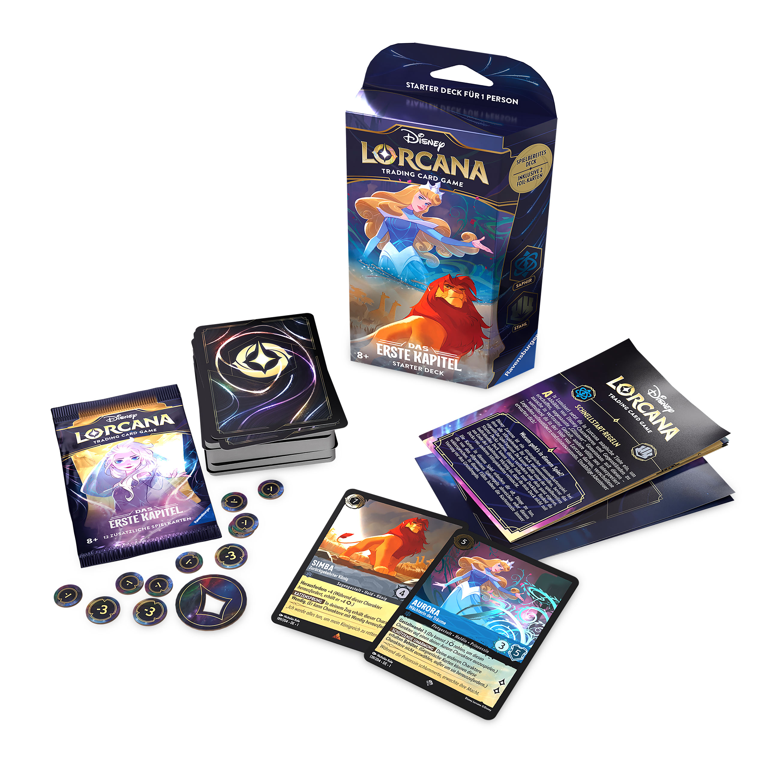 Disney Lorcana Zafiro y Acero Starter Set - El Primer Capítulo Trading Card Game