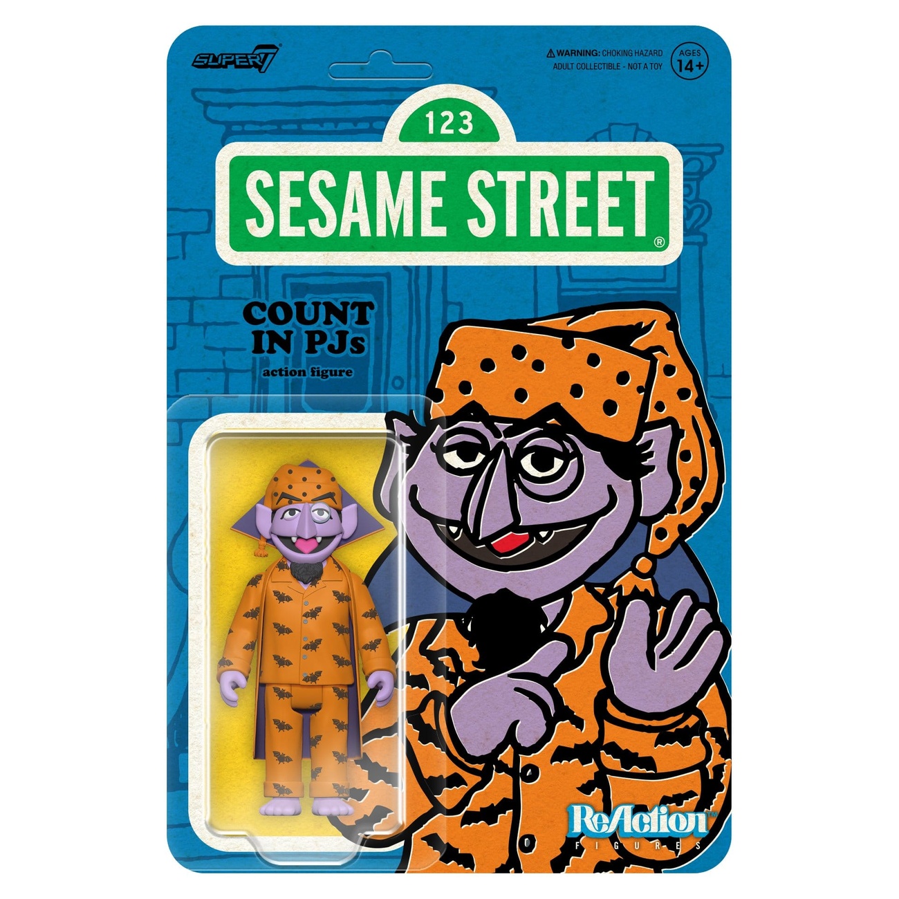 Sesame Street figurine articulée ReAction Wave 06 Count von Count (pyjama) 10 cm