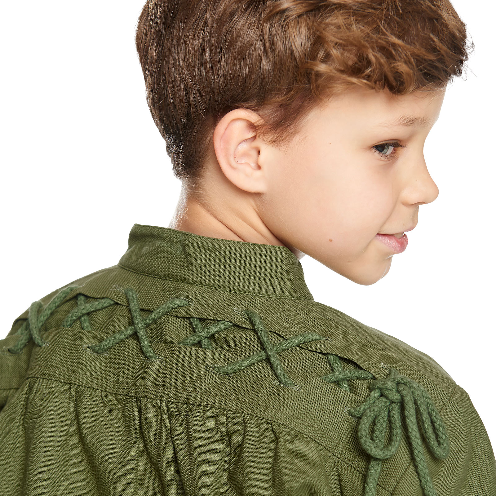 Medieval Shirt for Kids with Noble Back Lacing Green