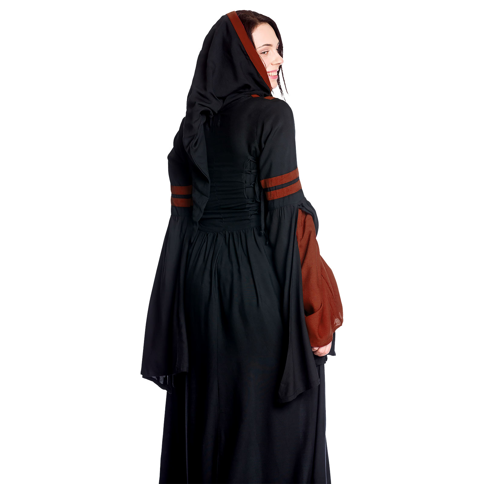 Medieval Hooded Dress Isolde Black-Red