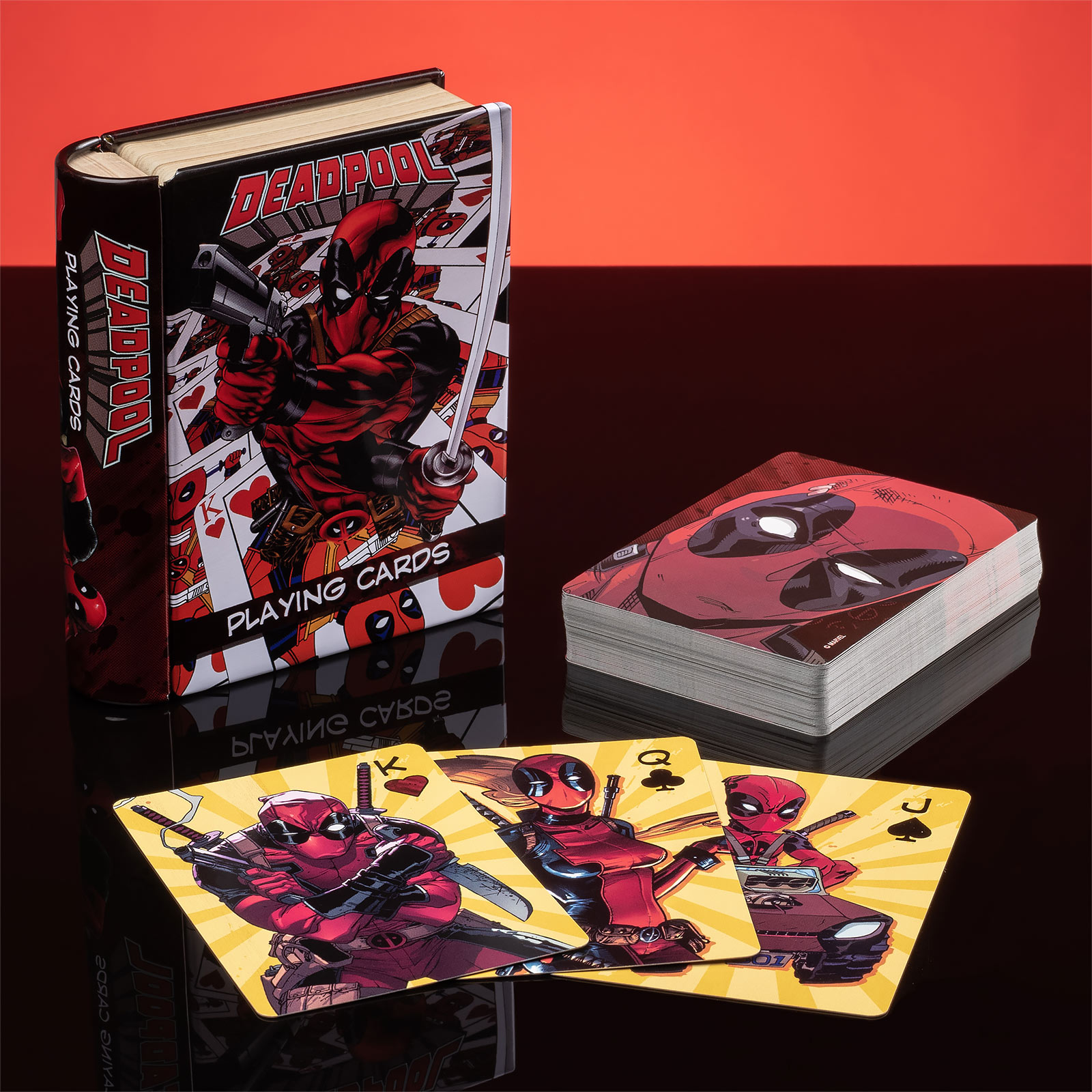 Deadpool playing cards in metal box