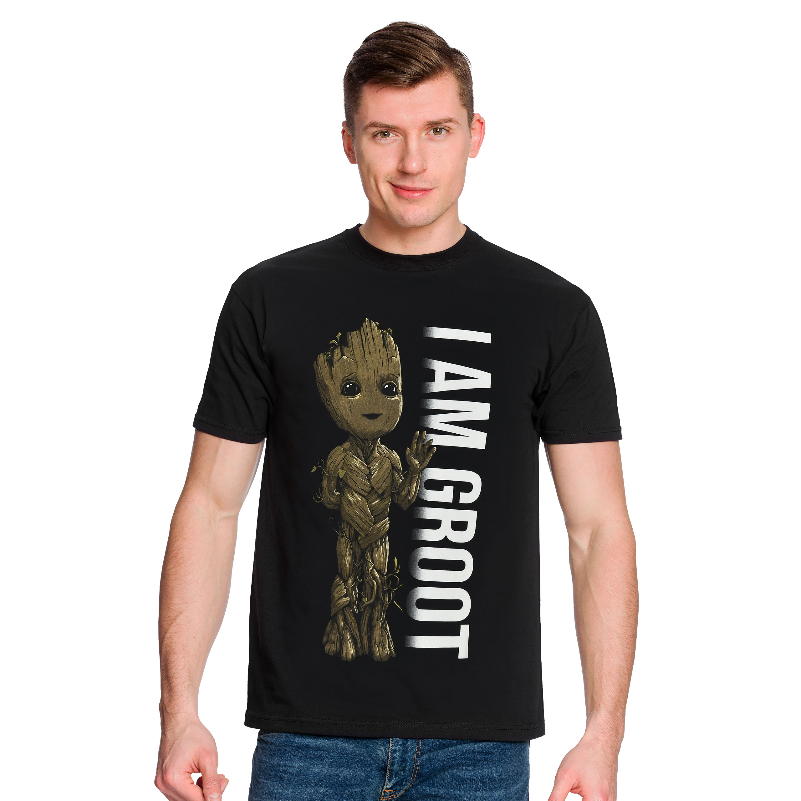 Guardianes de la Galaxia - Yo soy Groot Retrato Camiseta negra