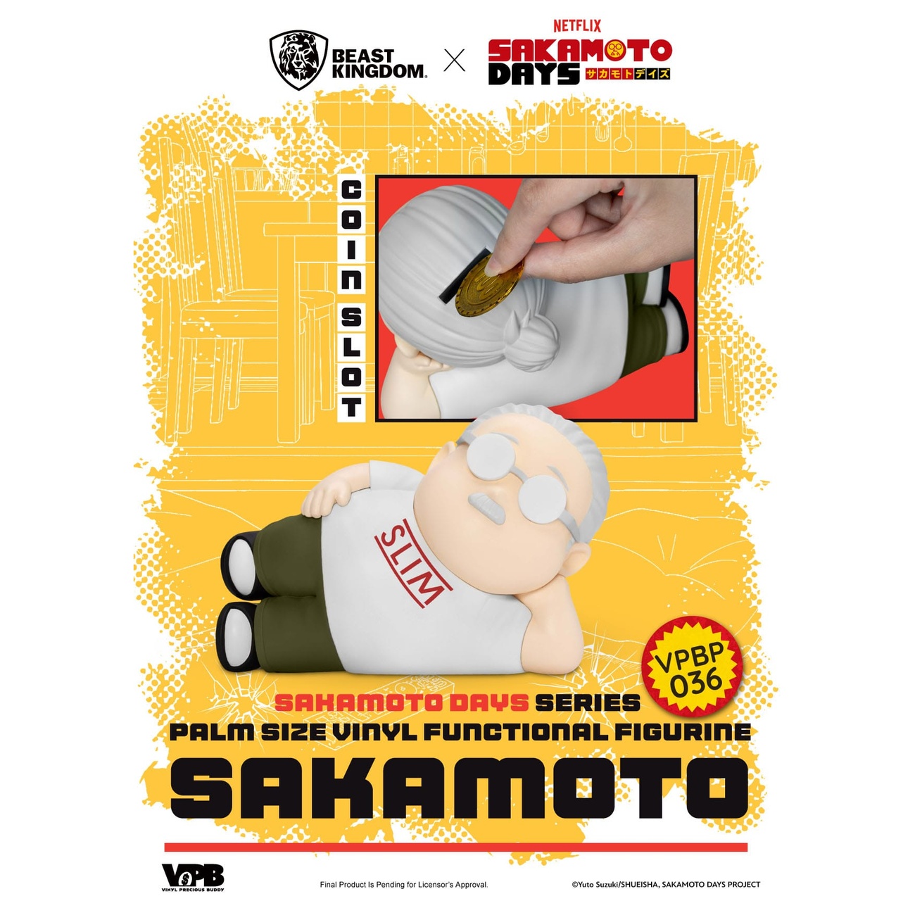 Sakamoto Days Piggy Vinyl Money Bank Taro Sakamoto 14 cm
