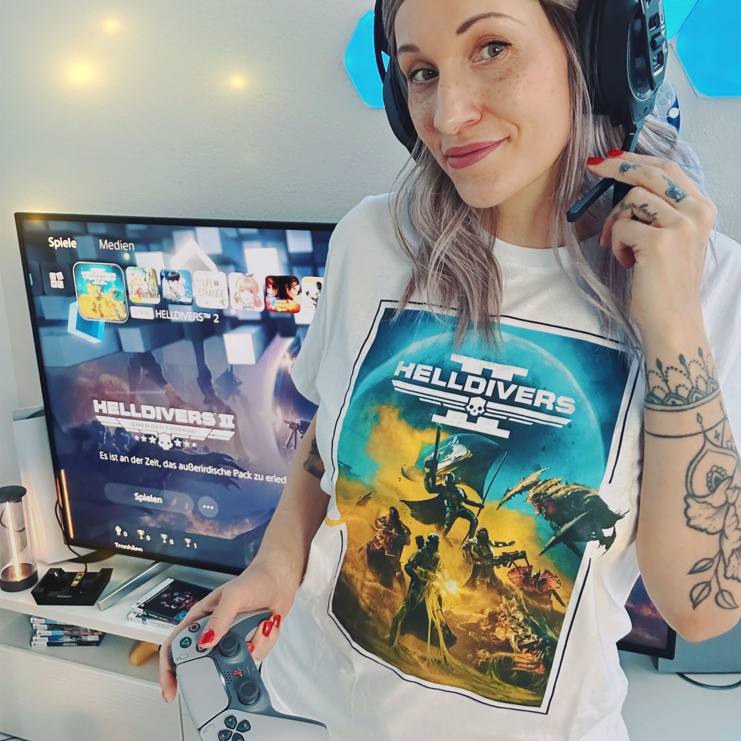 Helldivers 2 - T-shirt d'art clé blanc