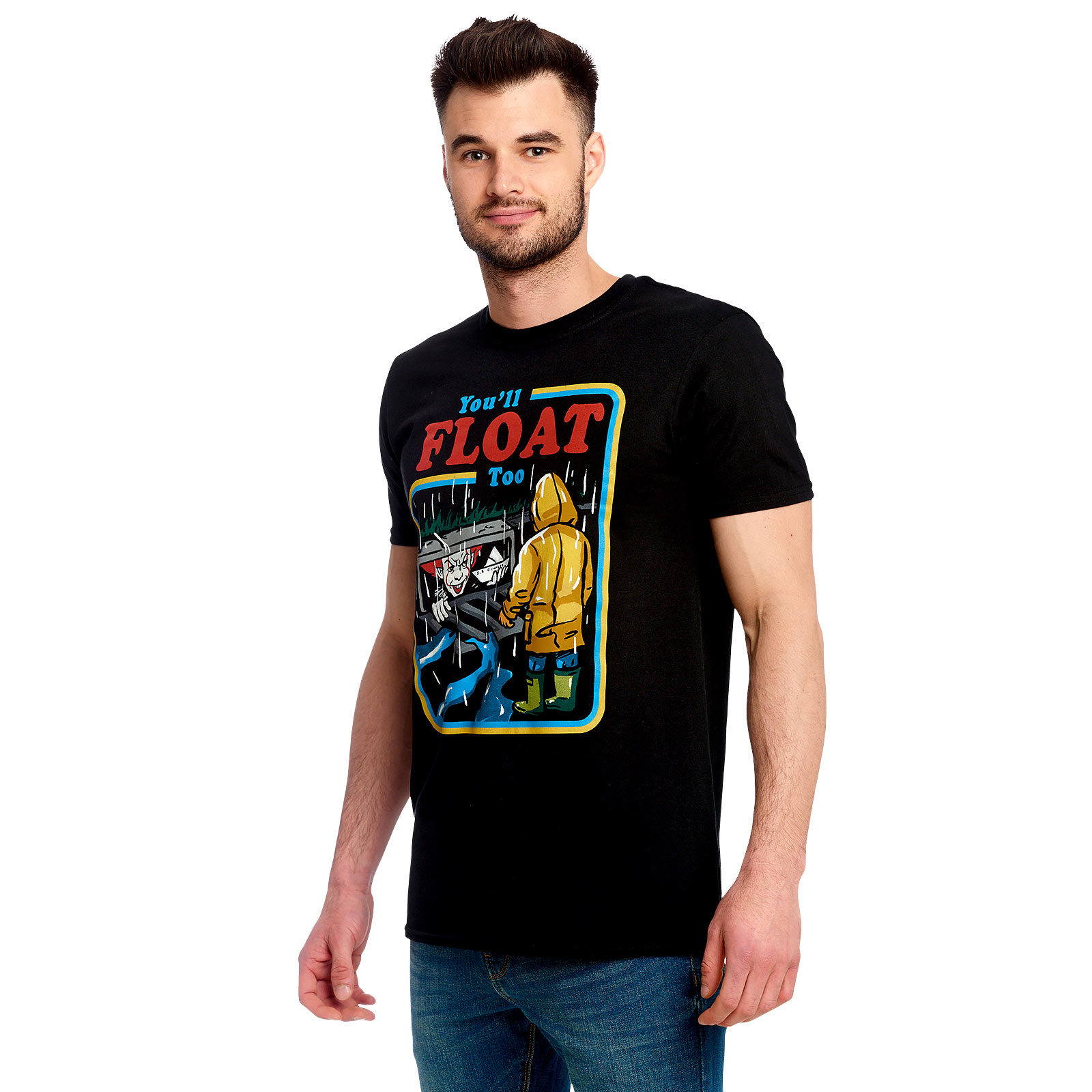 Stephen King's IT - You'll Float Too Comic T-Shirt Zwart