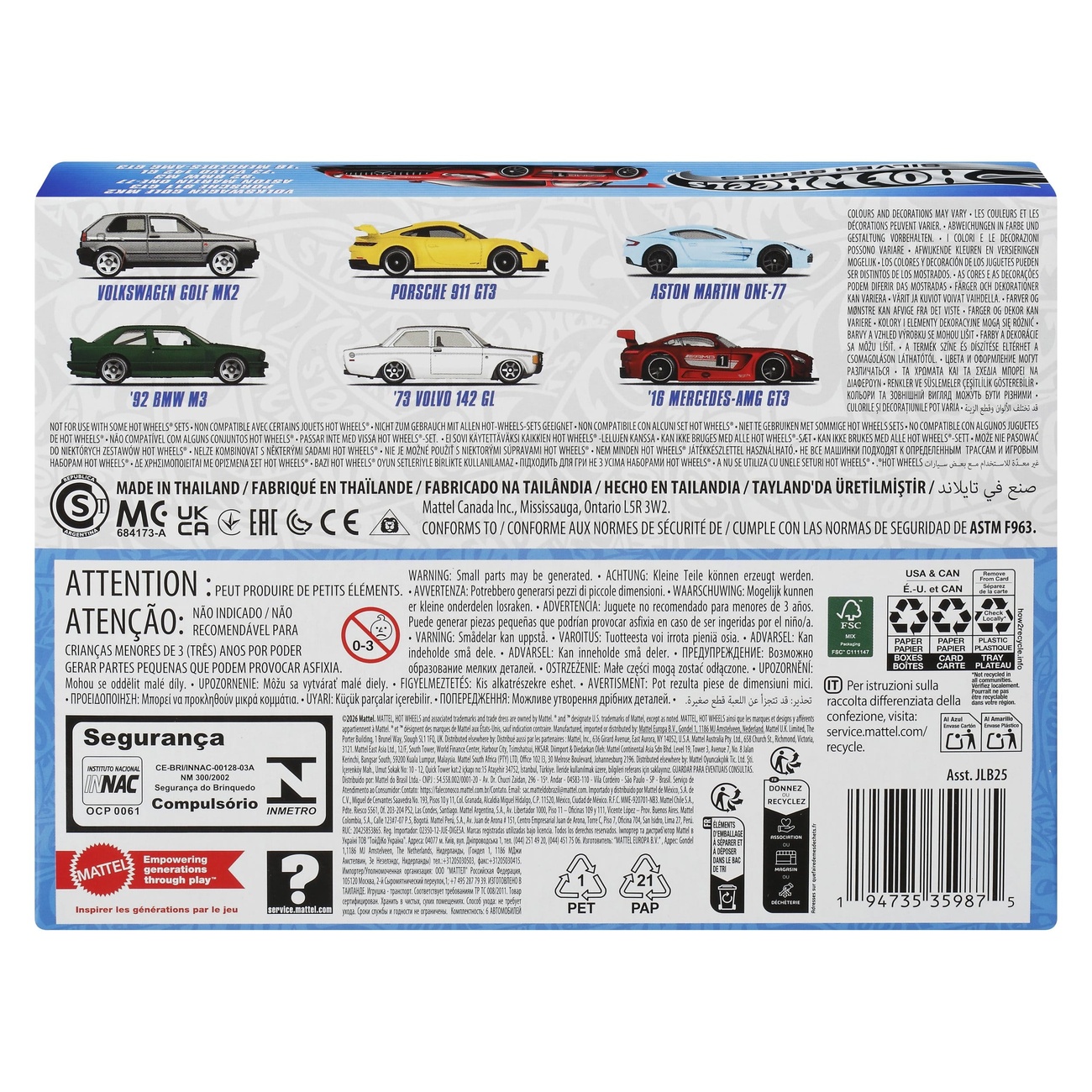 Hot Wheels Silver Series Véhicules moulés sous pression 6-pack 1/64 Euro Style
