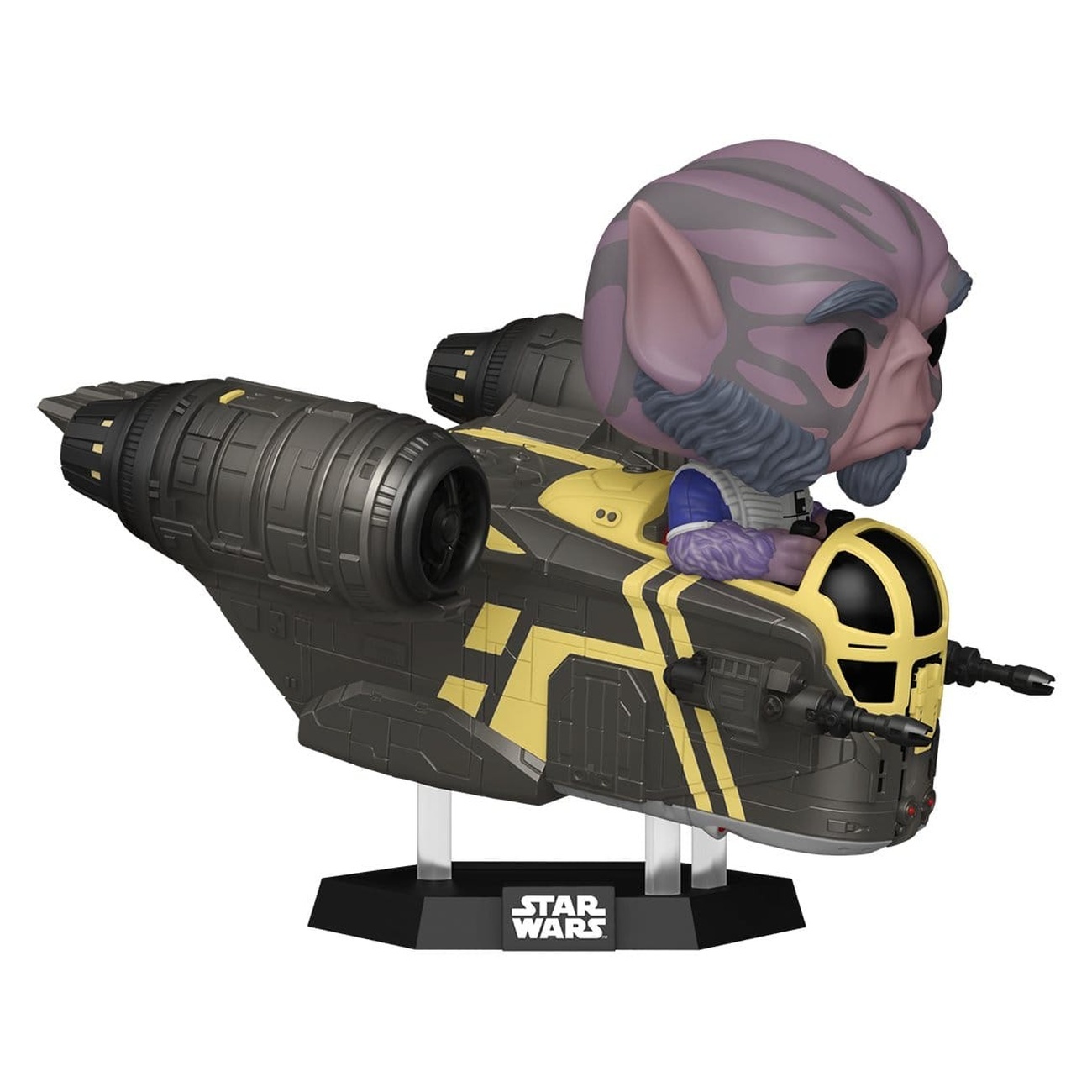 Star Wars : The Mandalorian and Grogu POP! Rides Deluxe figurine à tête oscillante en vinyle Zeb Orrelios dans le Razor Crest 9 cm