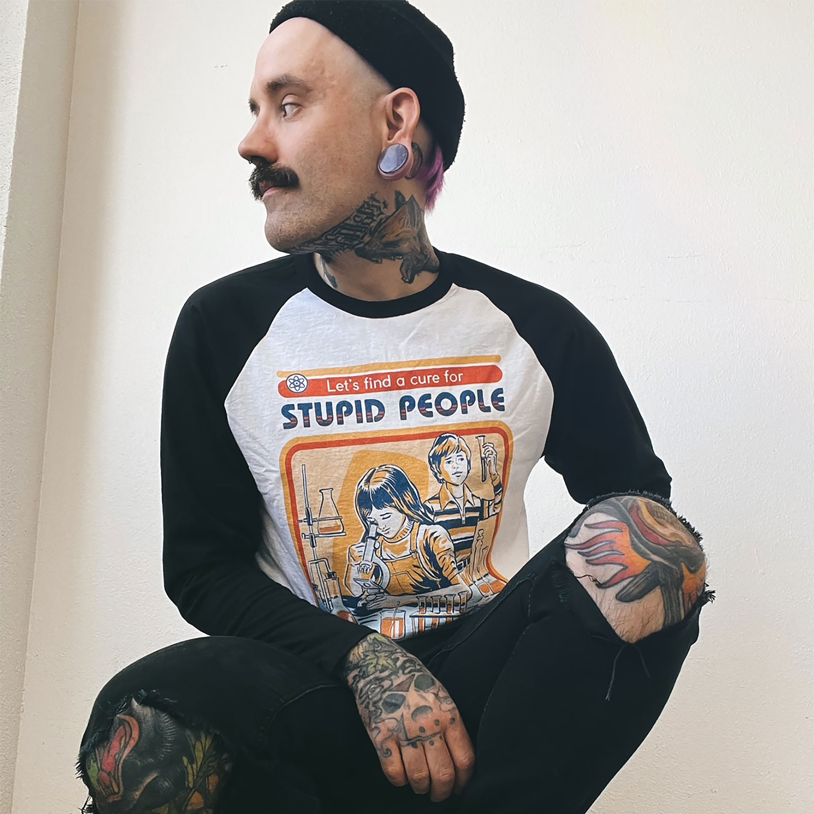 Maglietta Steven Rhodes "Cure For Stupid People" - T-shirt Uomo Donna In Cotone, Colore Blu Navy