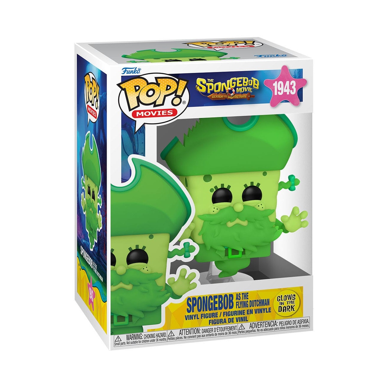 Bob l’éponge Figurine POP! Vinyl Bob l’éponge en Hollandais volant (Glow) 9 cm