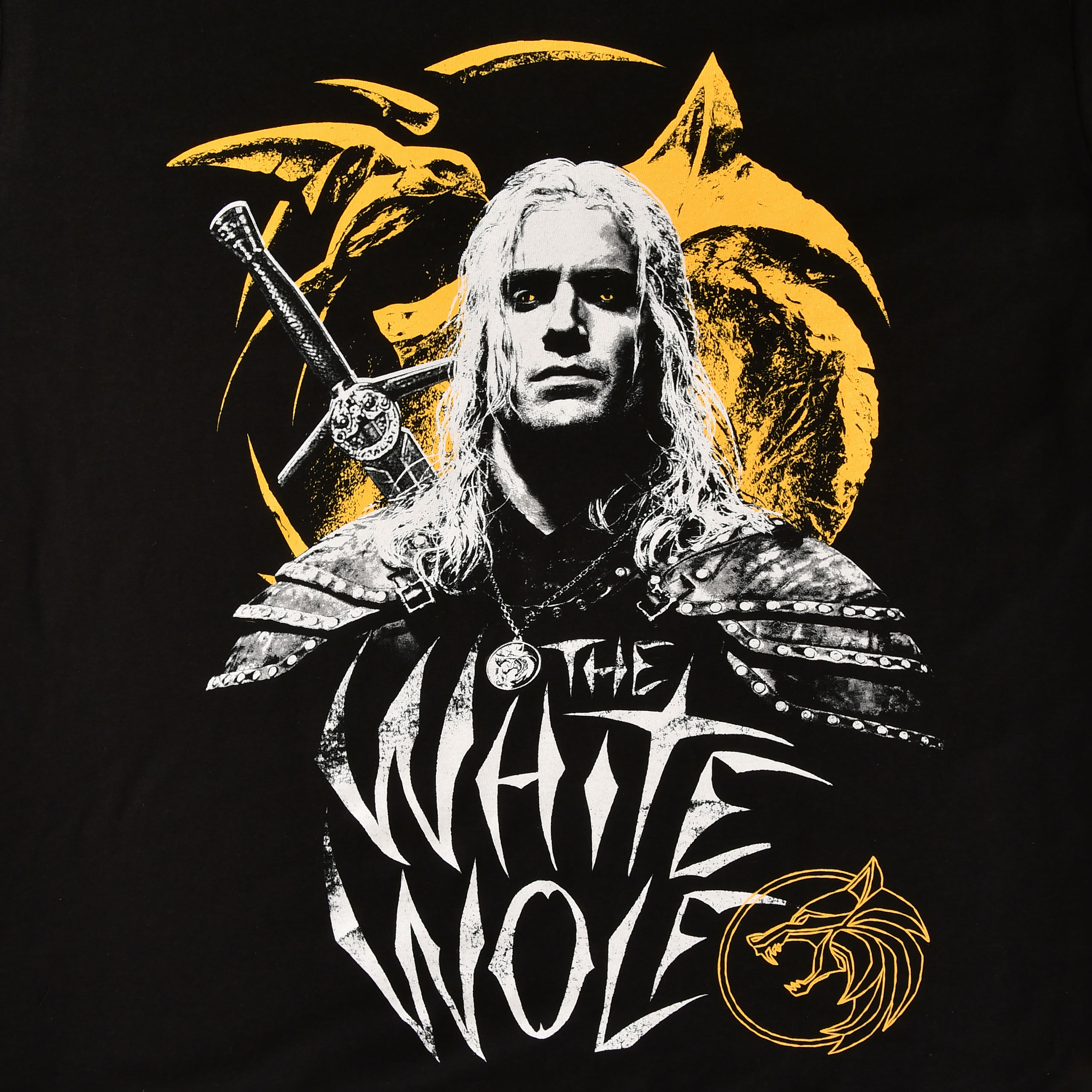 Witcher - T-shirt Geralt White Wolf noir