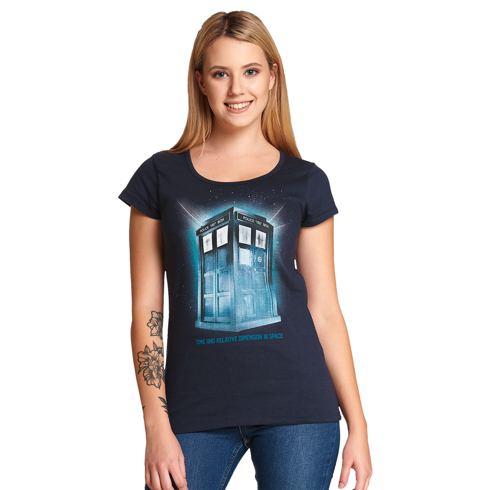 Doctor Who - Tardis Space Dames T-shirt Blauw