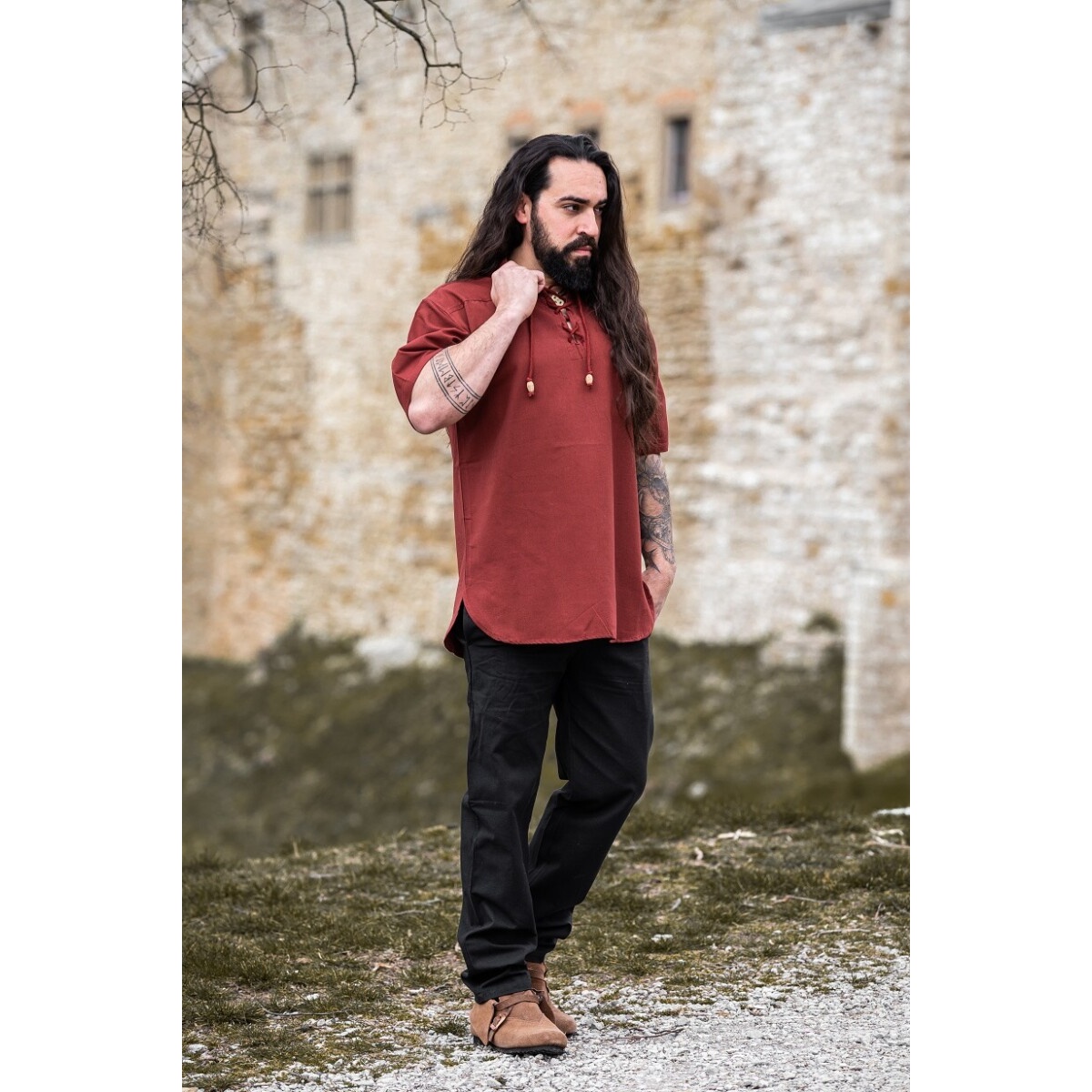 Camicia medievale Erik manica corta rossa