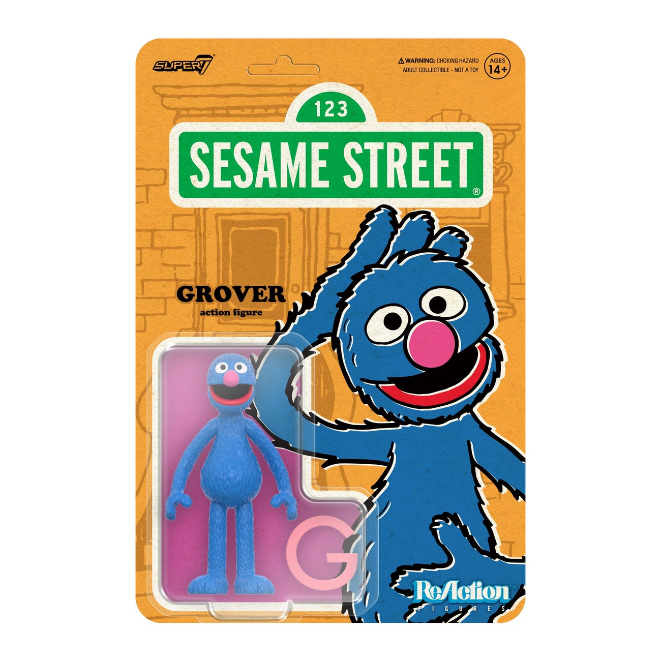 Sesame Street figurine articulée ReAction Wave 05 Grover 10 cm