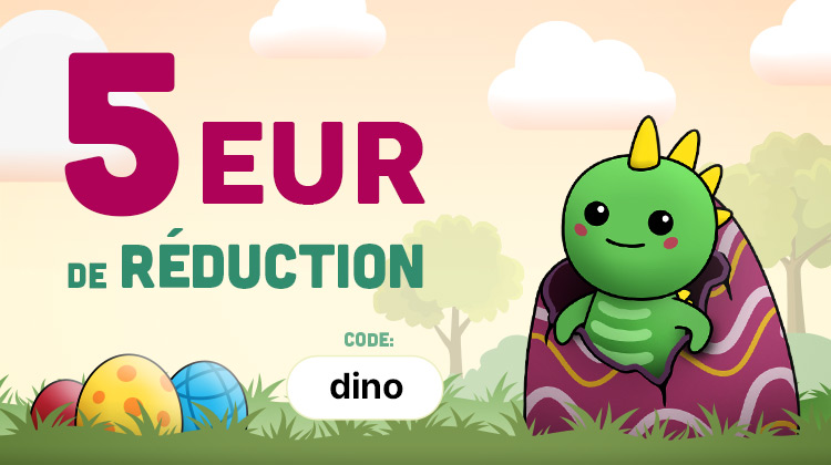 5€ de réduction - code: dino