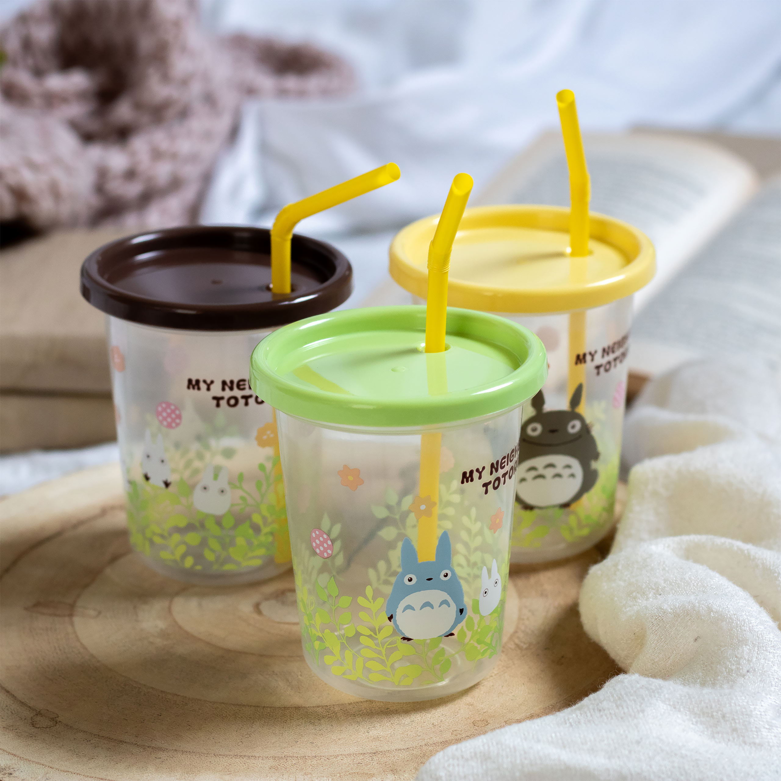 Il Mio Vicino Totoro - Set di 3 Bicchieri con Cannuccia Totoro