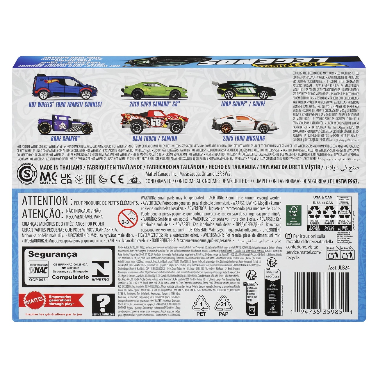 Hot Wheels Silver Series vehículos de metal fundido pack de 6 1/64 Legends