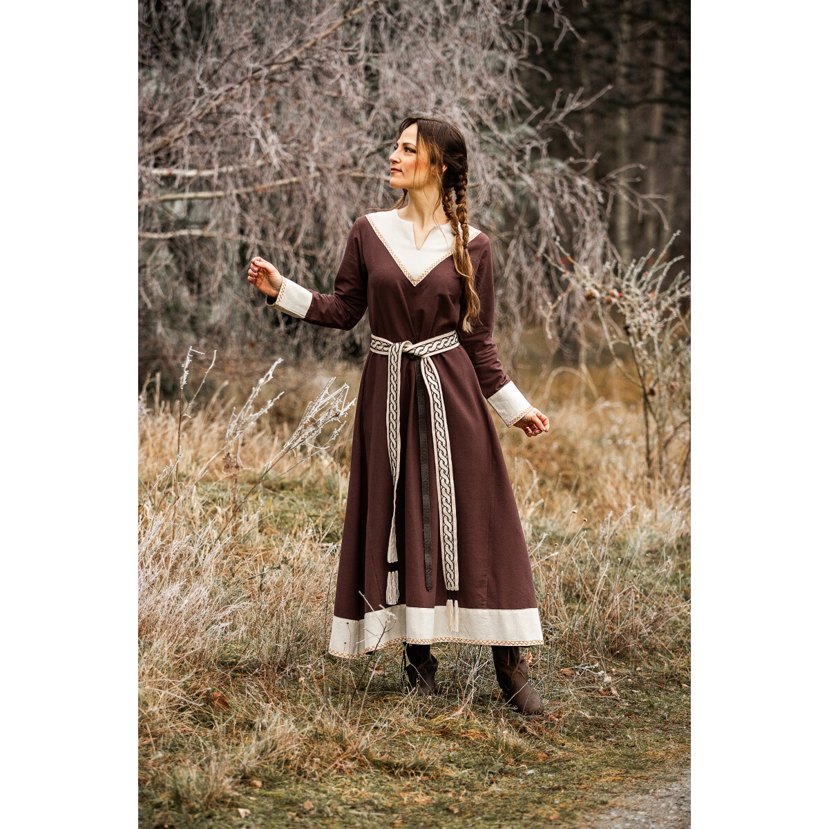 Medieval Dress Jorunn brown-beige