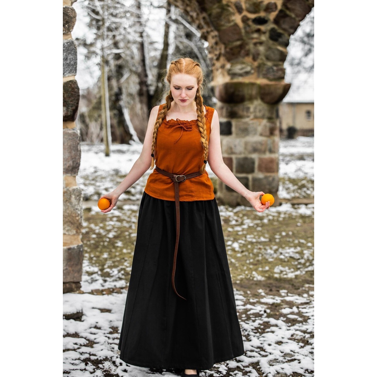 Średniowieczna letnia bluzka Adele bez rękawów czerwona