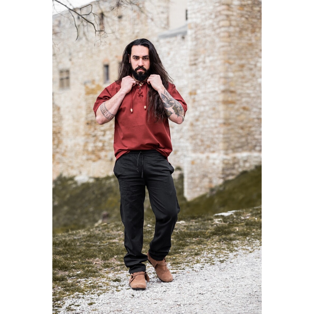 Camicia medievale Erik manica corta rossa