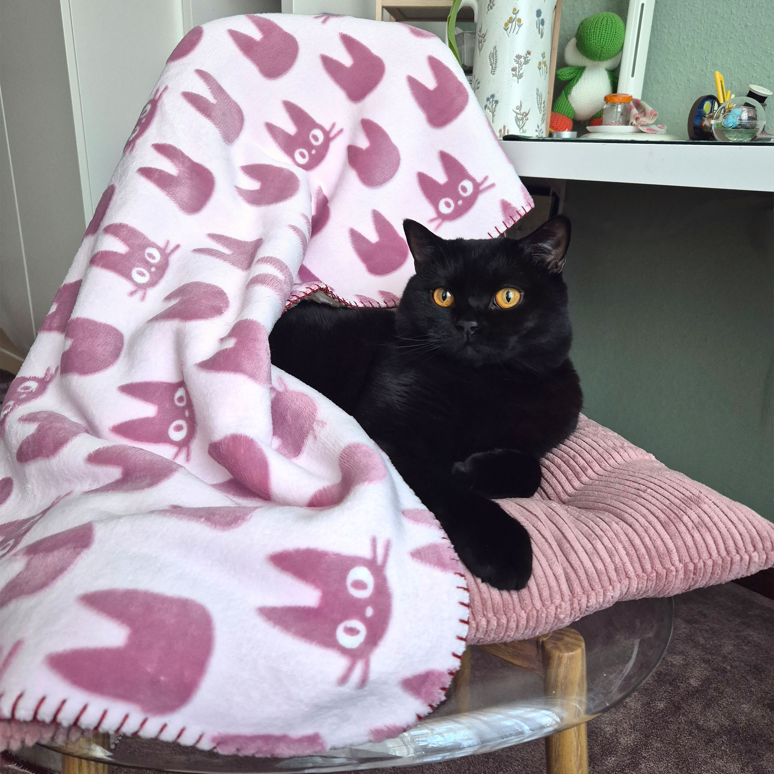 Kikis kleiner Lieferservice - Jiji Silhouette Flauschdecke mit Teddyfell