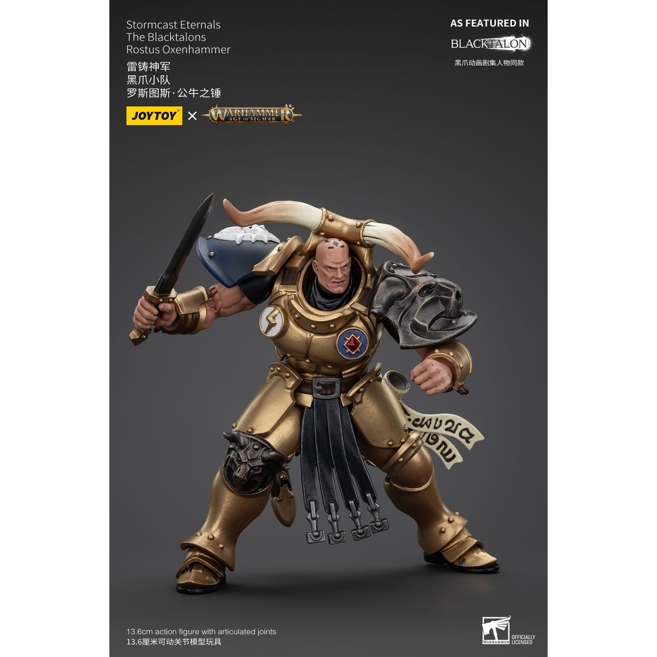 Warhammer Age of Sigmar Figurine articulée Stormcast Eternals The Blacktalons Rostus Oxen Hammer 20 cm
