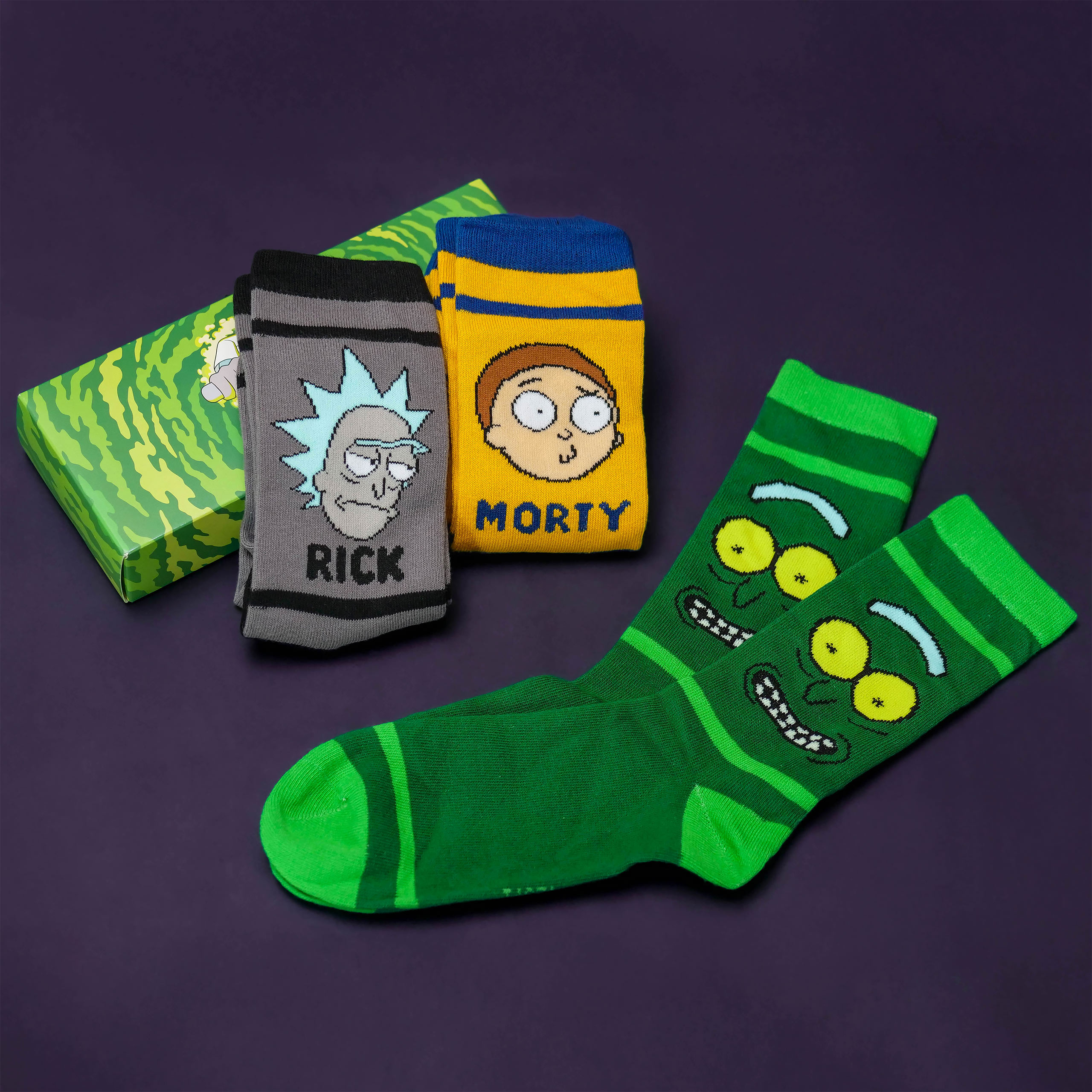 Characters Socken 3er Set in Geschenkbox - Rick and Morty