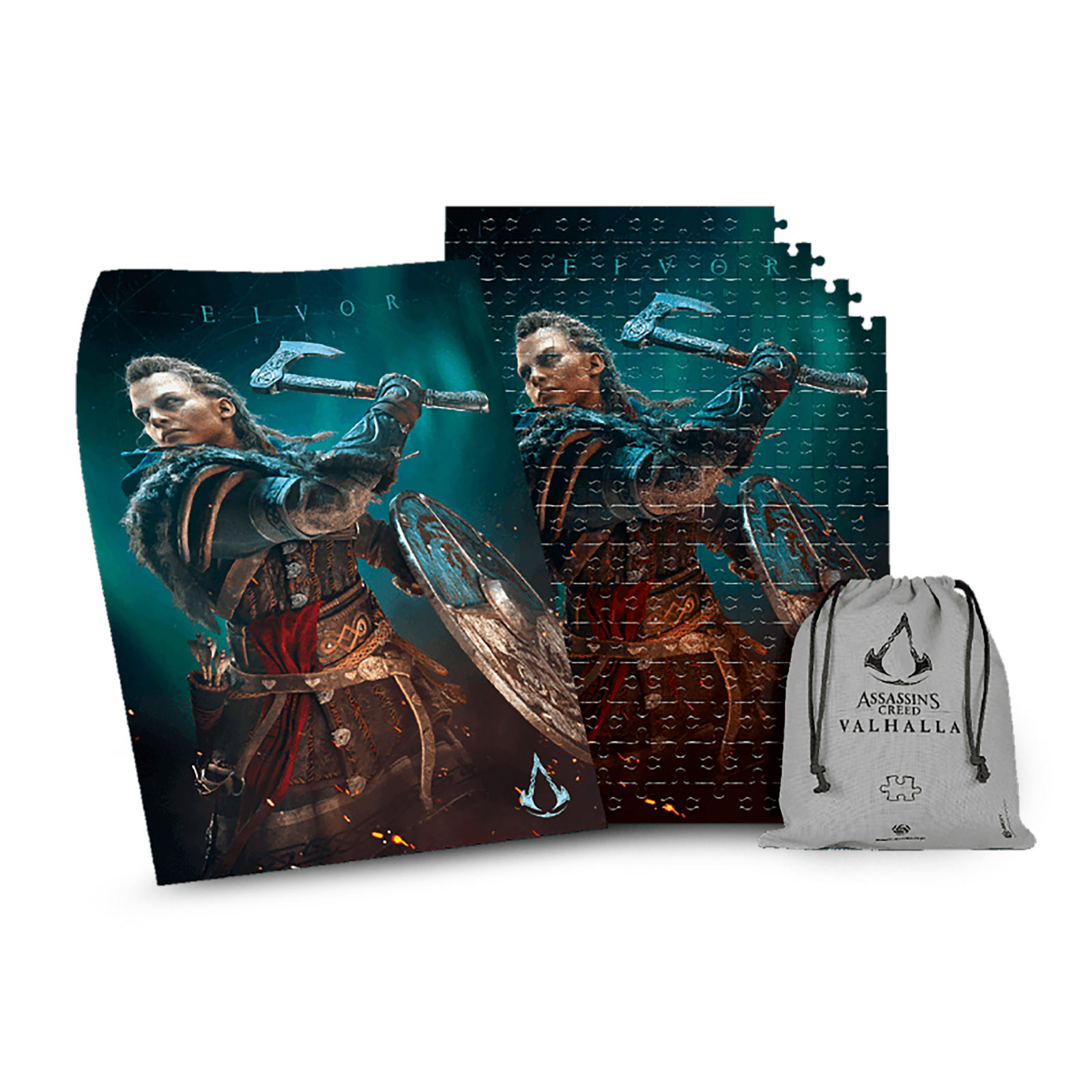 Assassin's Creed Valhalla - Puzzle Eivor avec sac en tissu logo