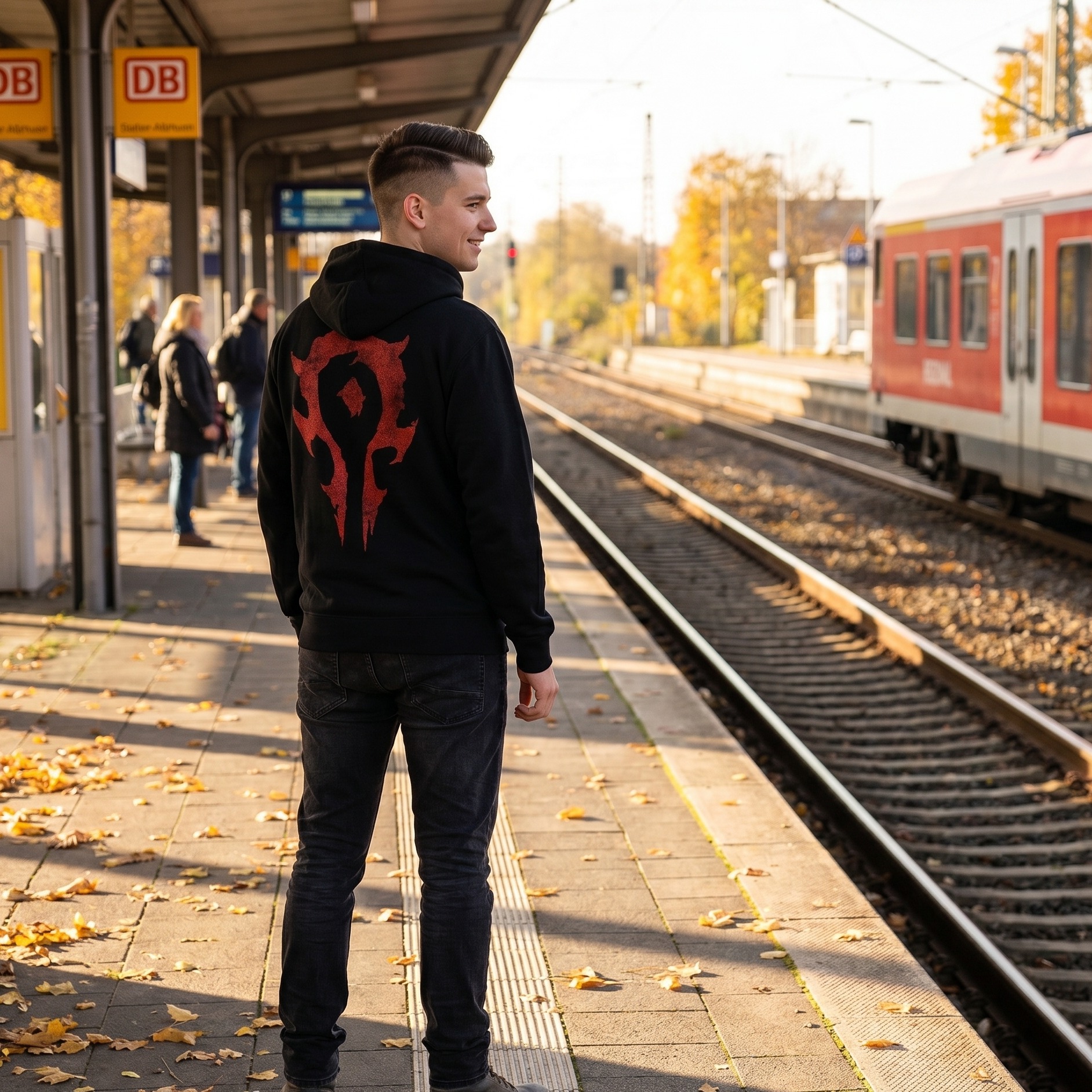 Warcraft - Felpa con cappuccio nera con logo dell'Orda