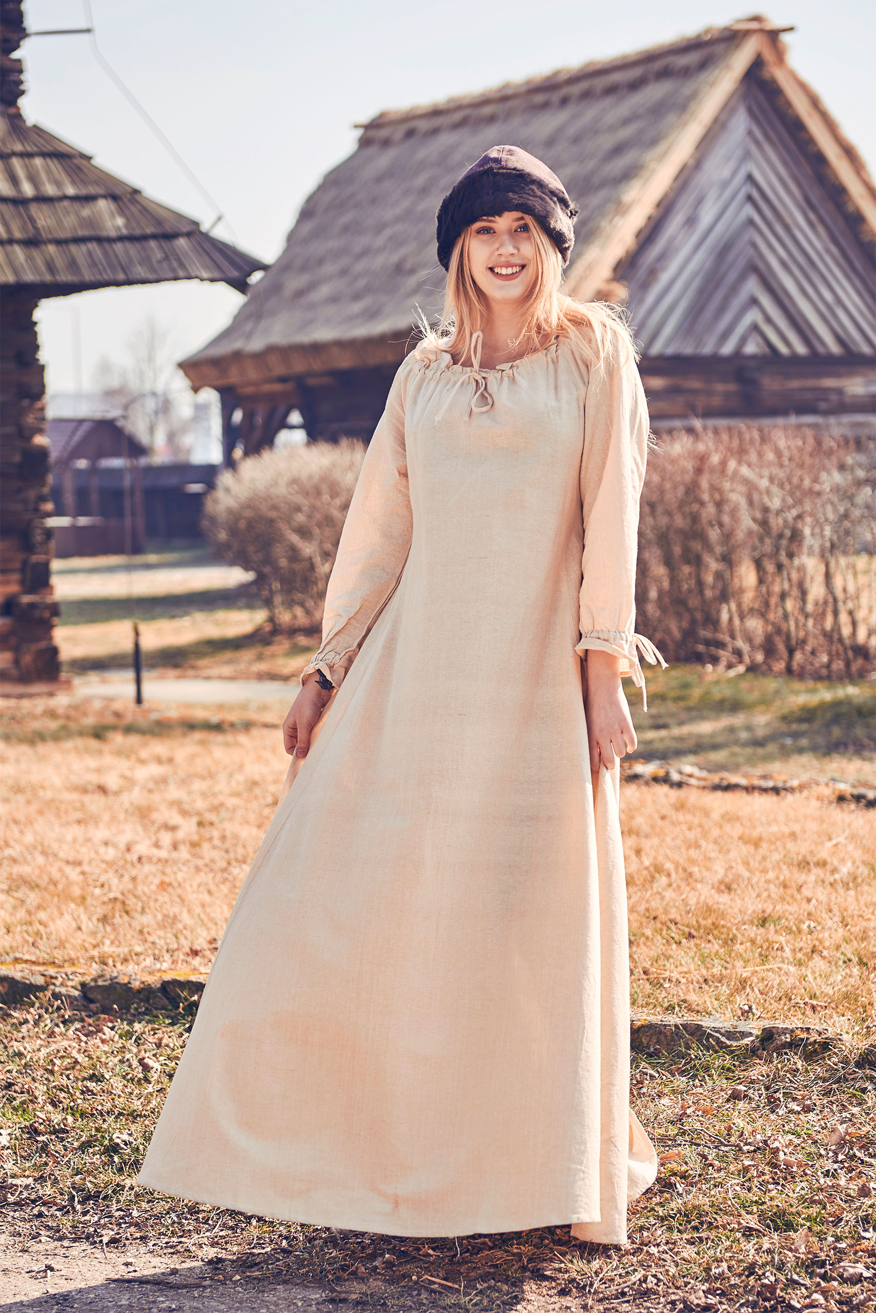 Medieval Long Sleeve Dress Beige