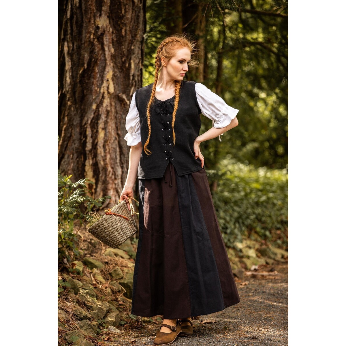 Gilet médiéval en coton Franziska noir