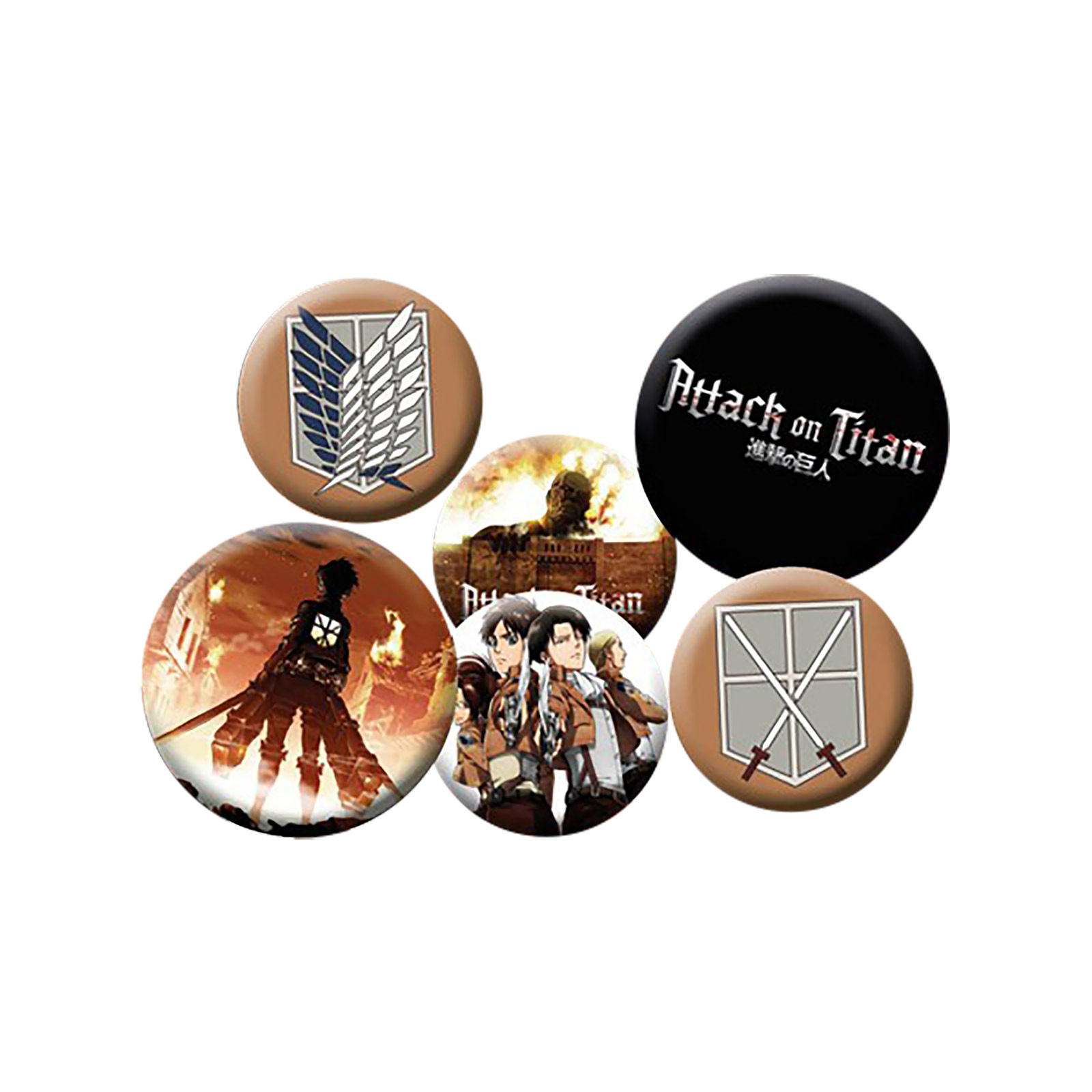 Attack on Titan - Character Button 6er Set