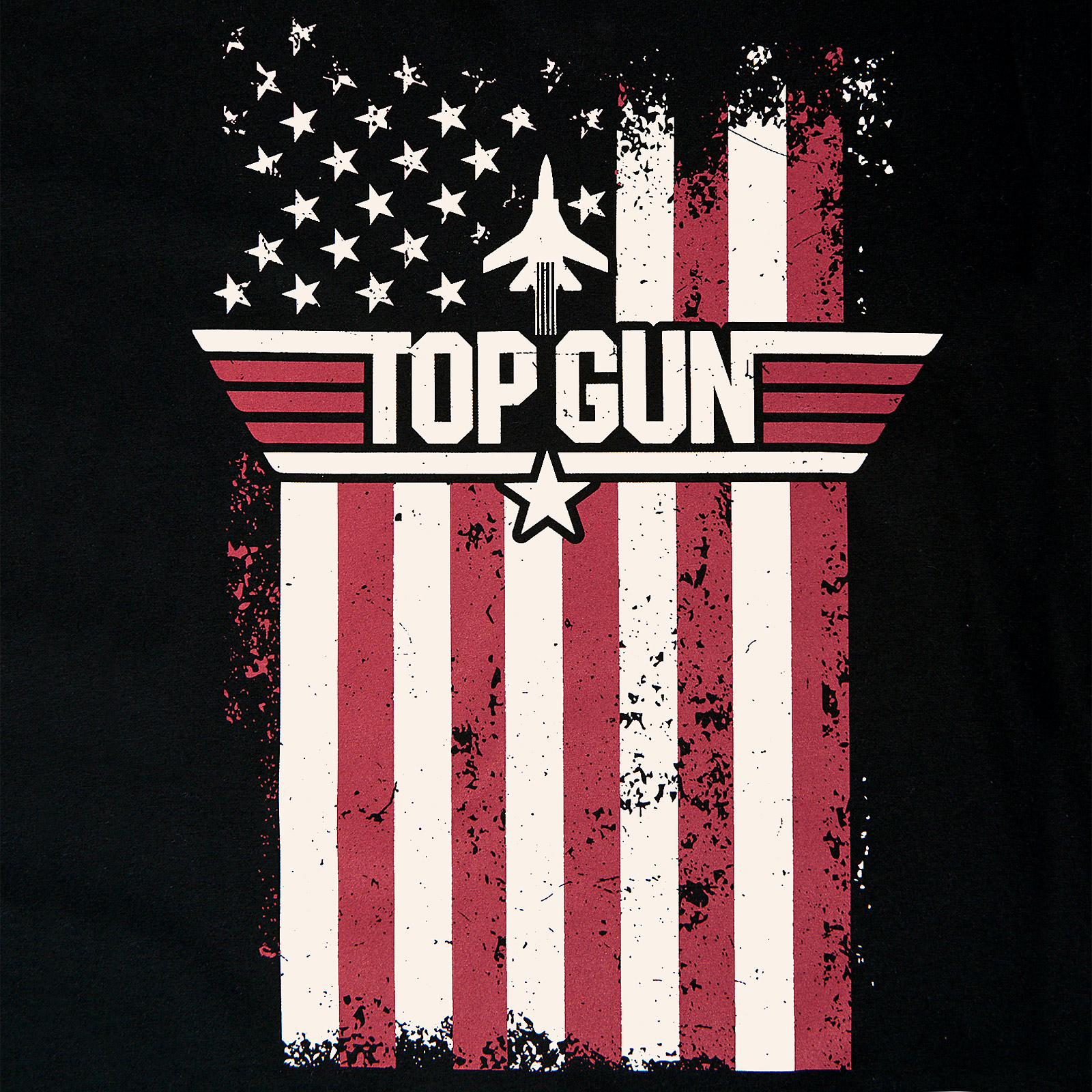 Top Gun - T-Shirt Drapeau Délavé Noir