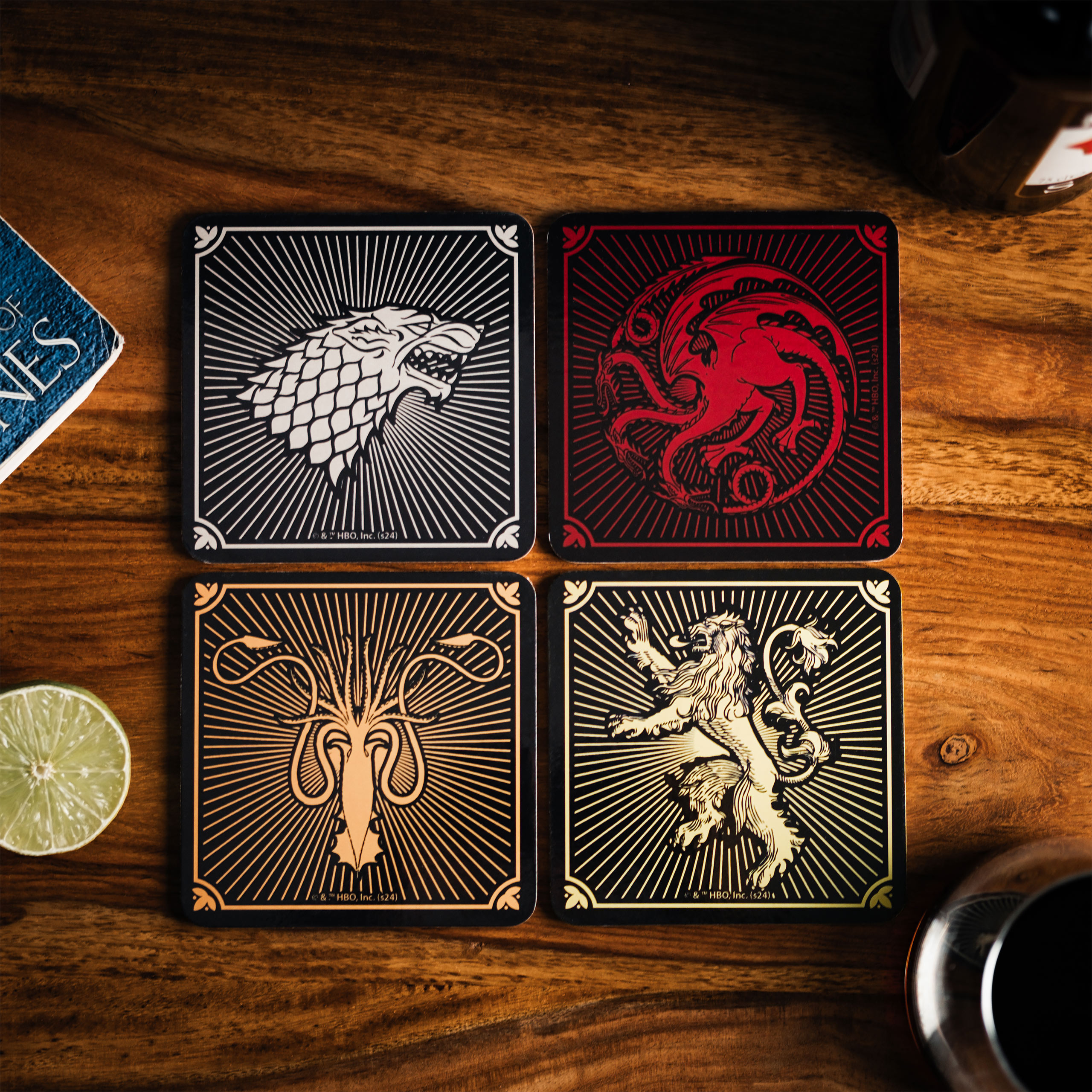 Game of Thrones - Sous-verres blasons des maisons, set de 4