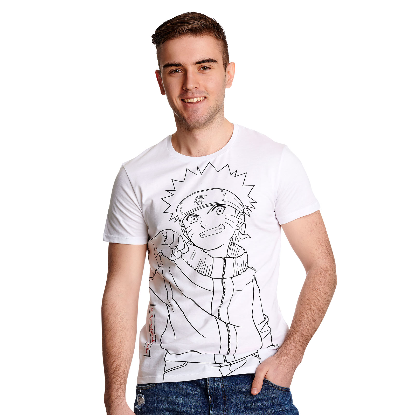 Naruto - T-shirt Sketch Monochrome blanc