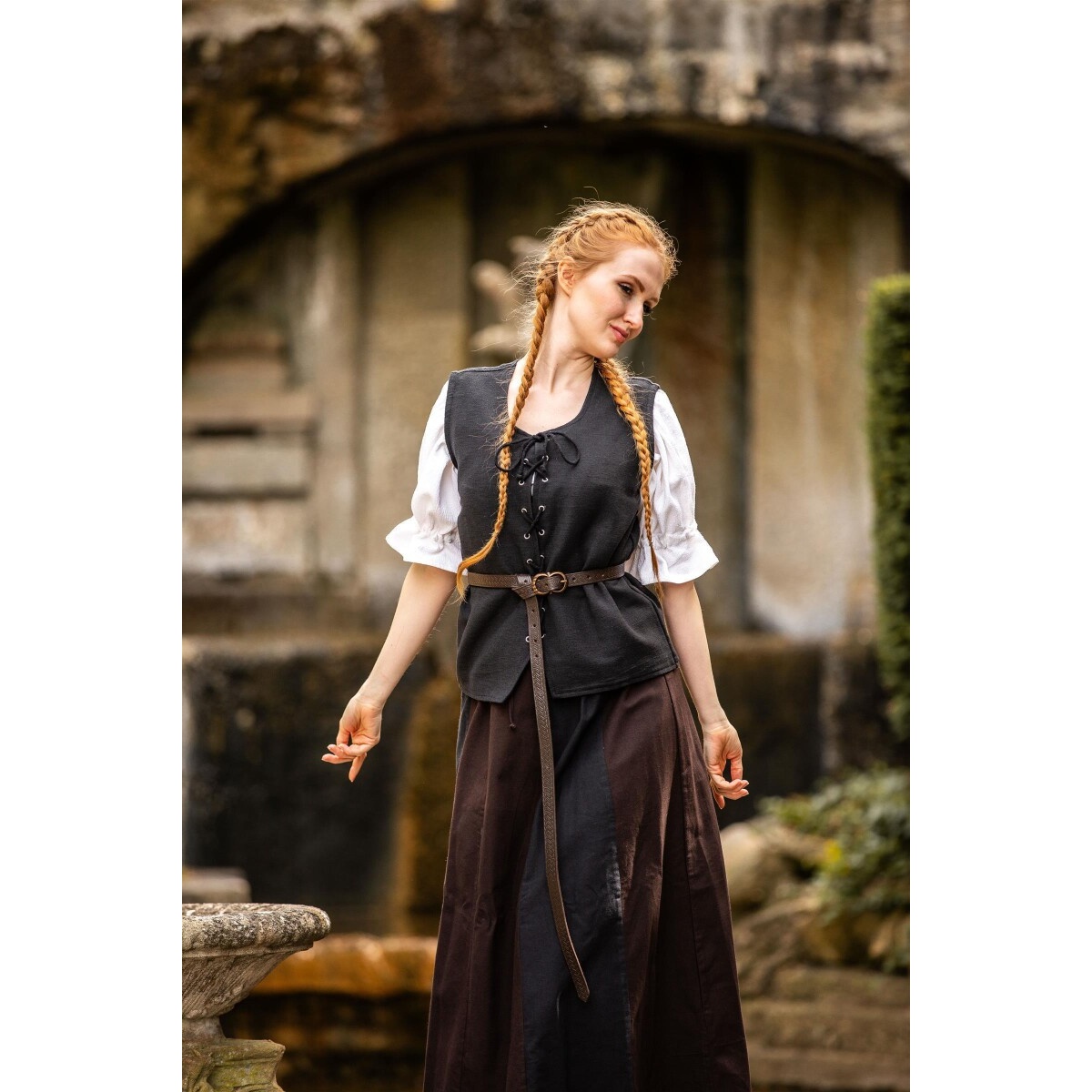 Gilet médiéval en coton Franziska noir