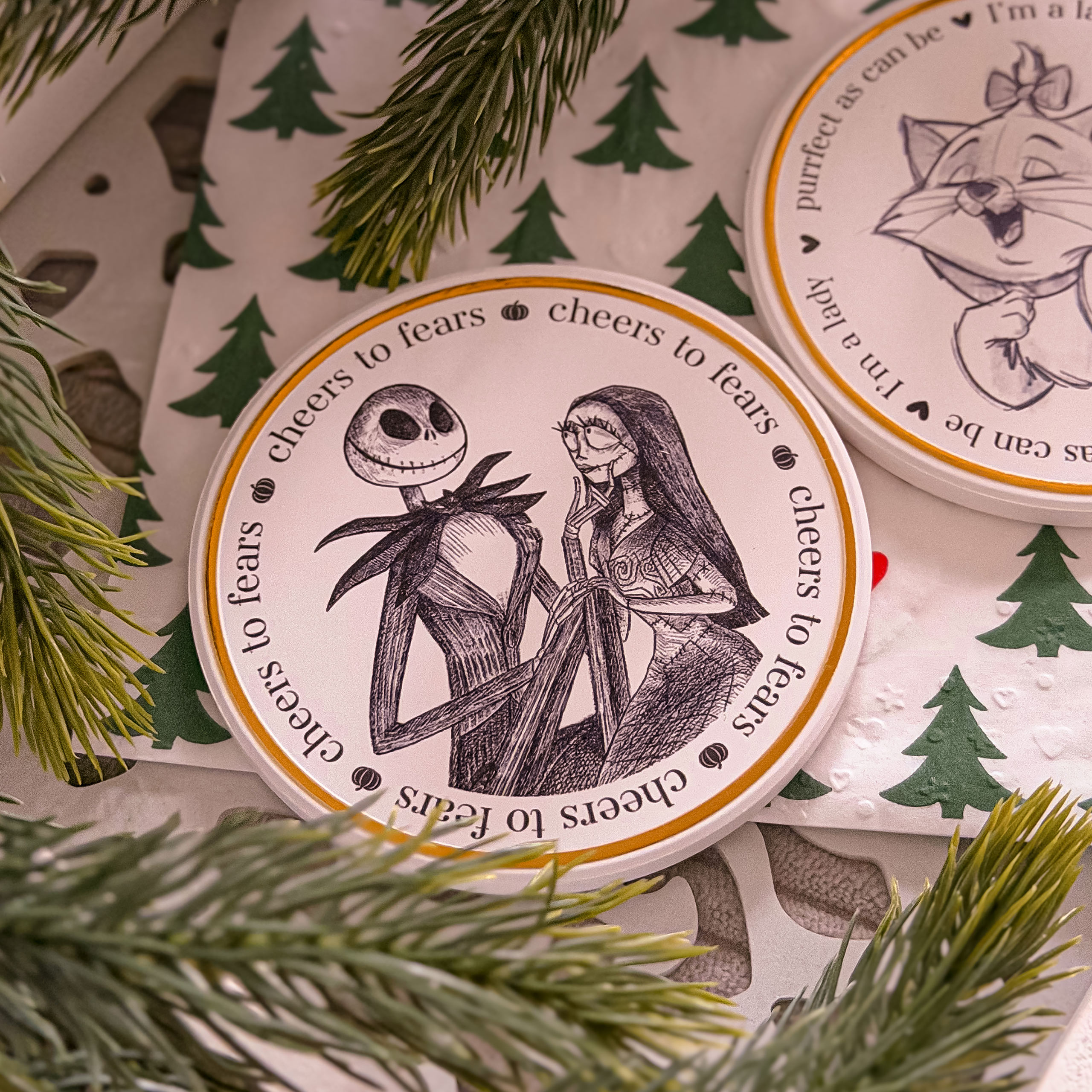 Nightmare Before Christmas - Glasunderlägg Sally och Jack